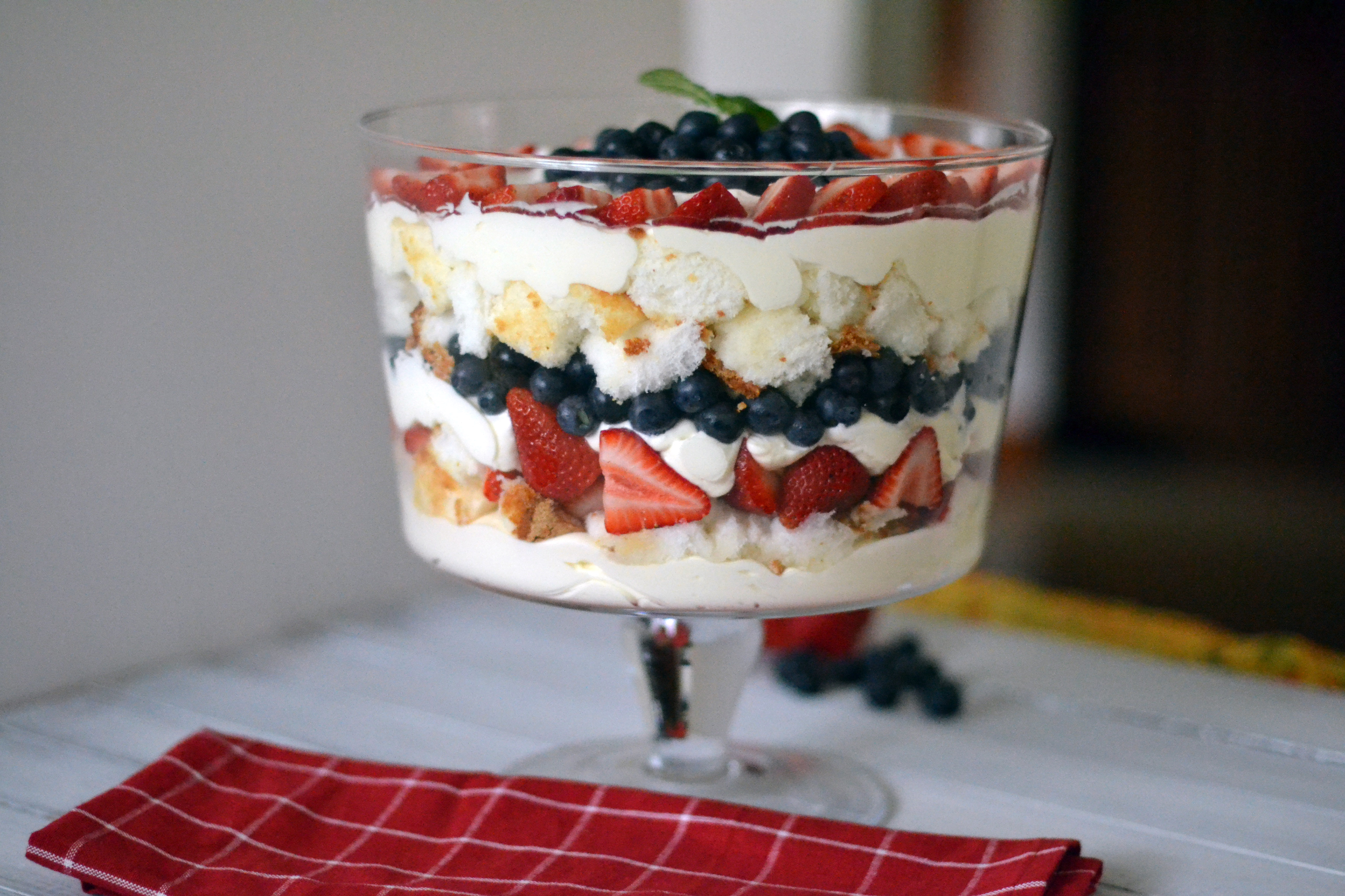 Patriotic desserts- Berry Trifle with Homemade Whipped Cream