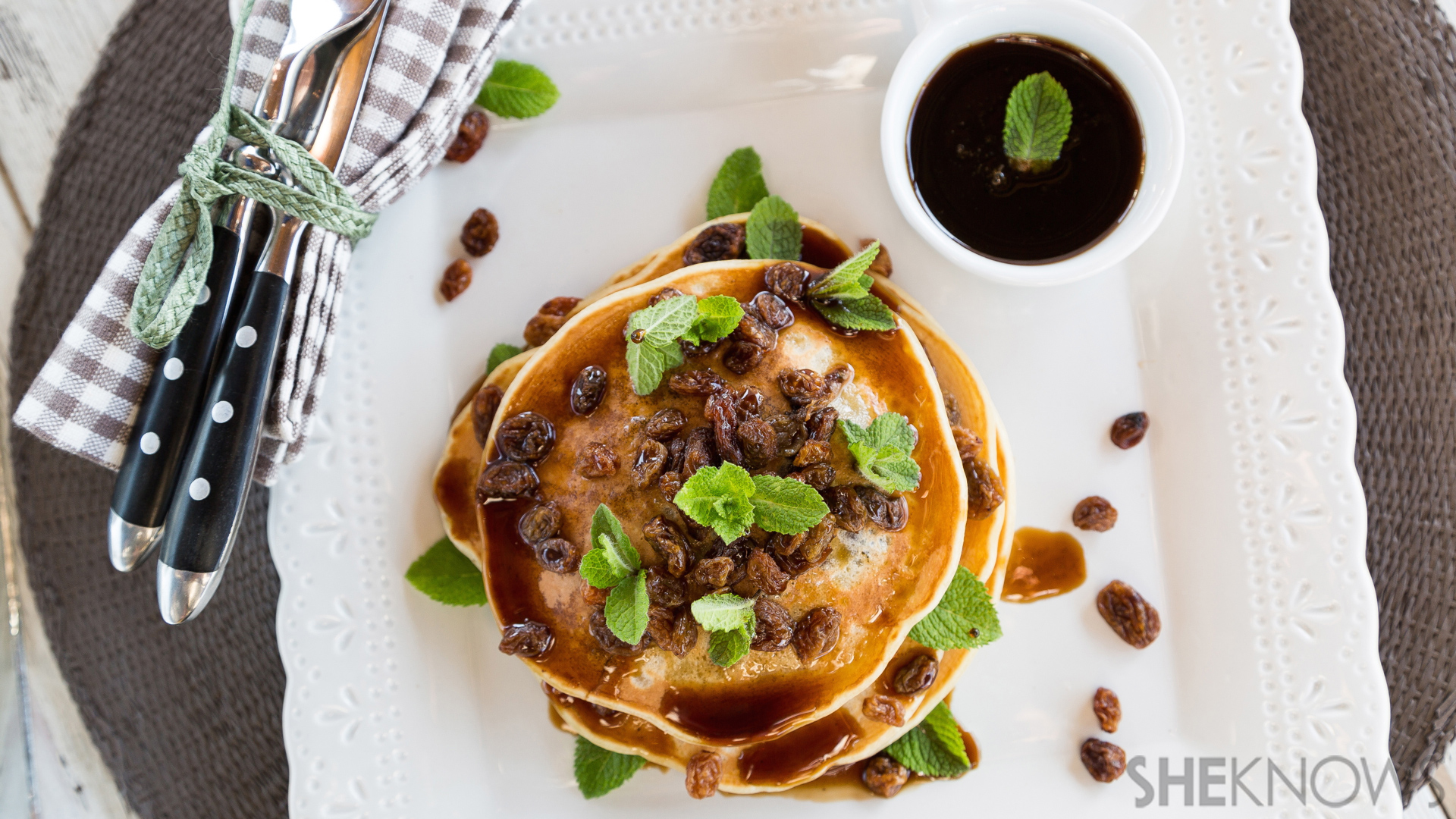 Rum raisin pancakes with rum syrup recipe