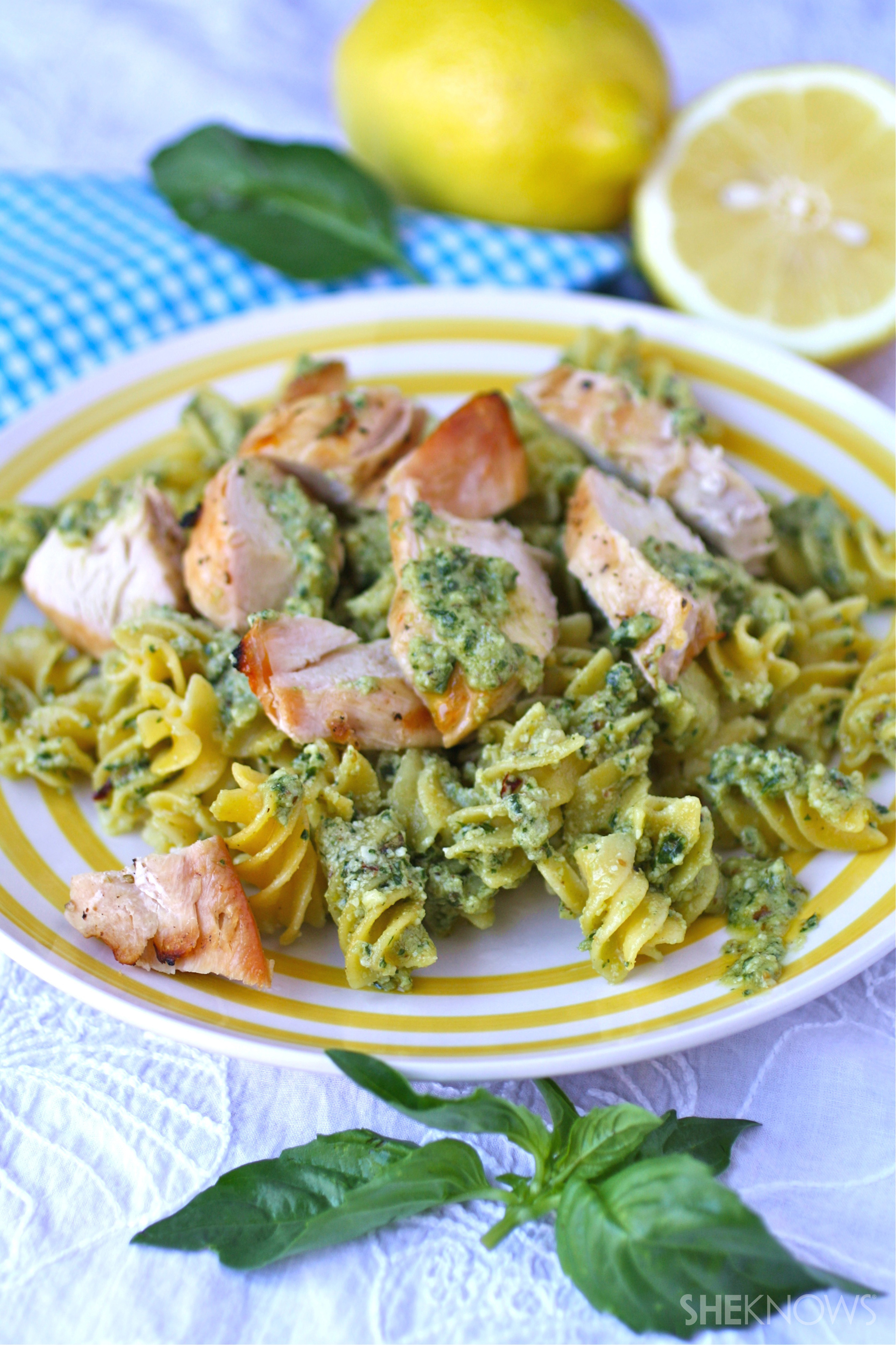 Gluten Free Spicy Lemon Pesto Pasta With Chicken