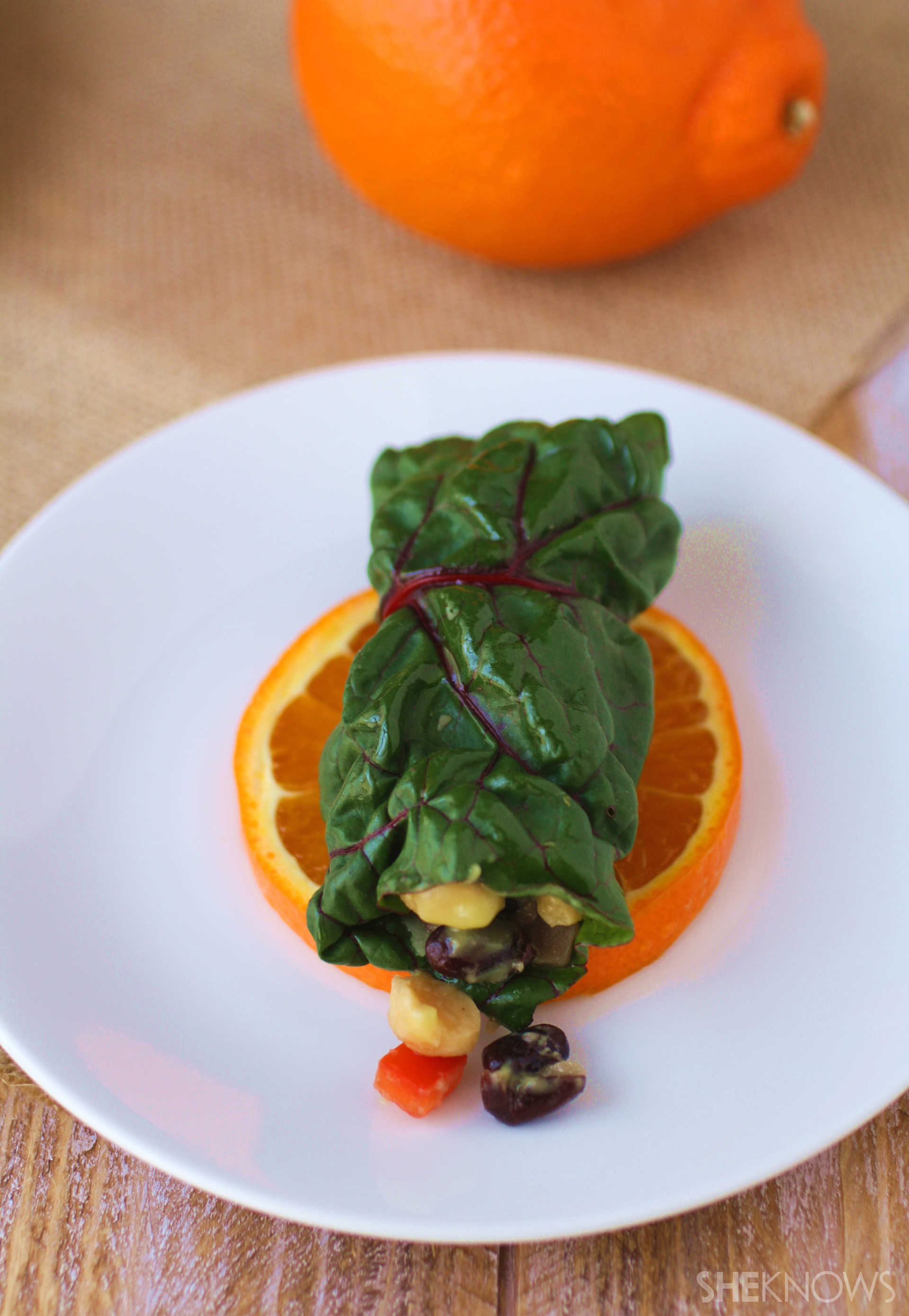 Vegan Swiss chard bean burritos with avocado dressing
