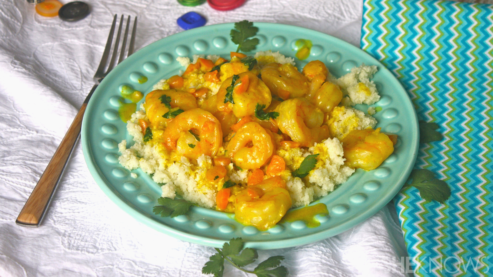 Gluten-free curried shrimp with cauliflower rice