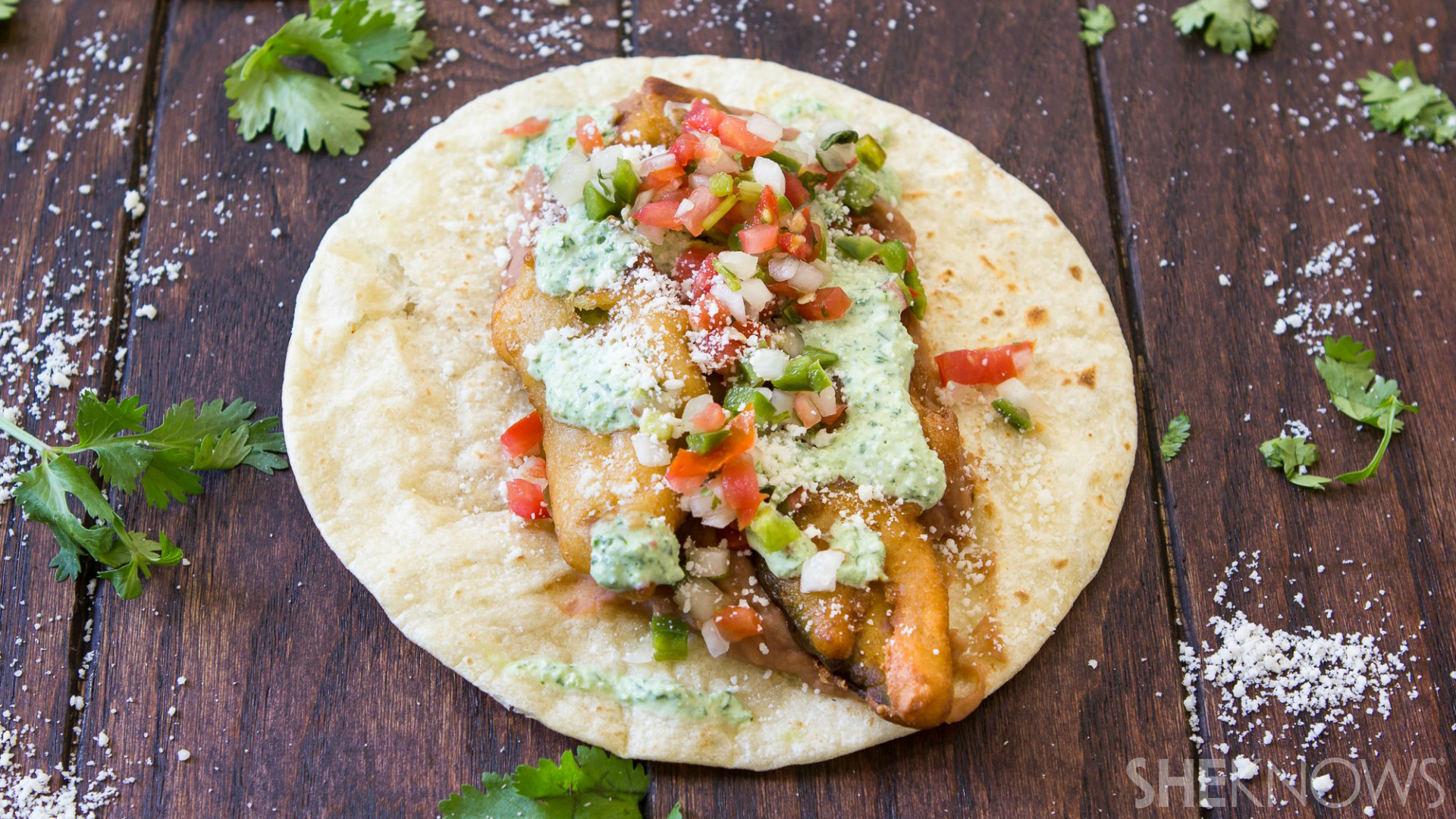 Fried avocado tacos