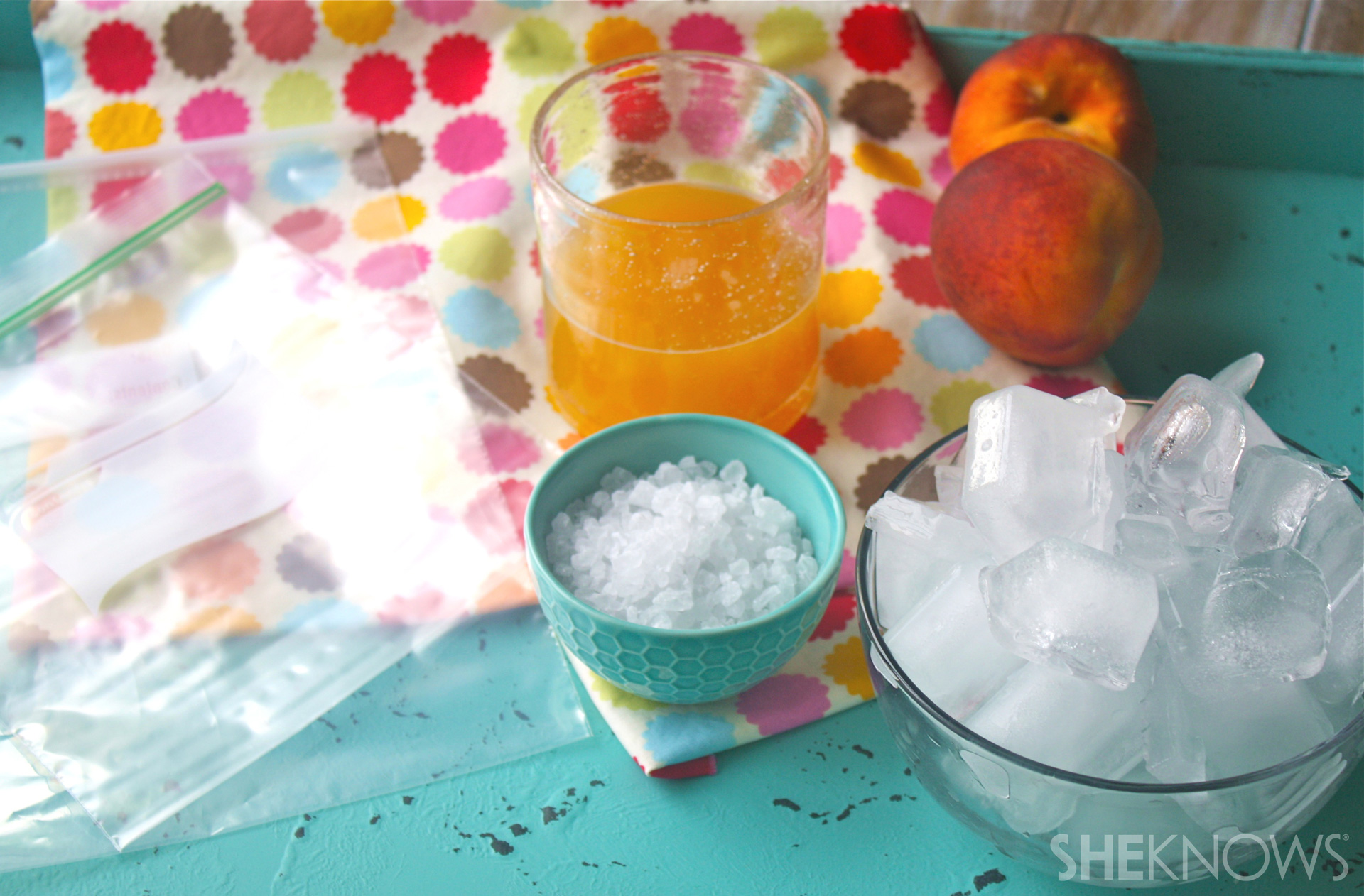 Family fun making sorbet in a bag