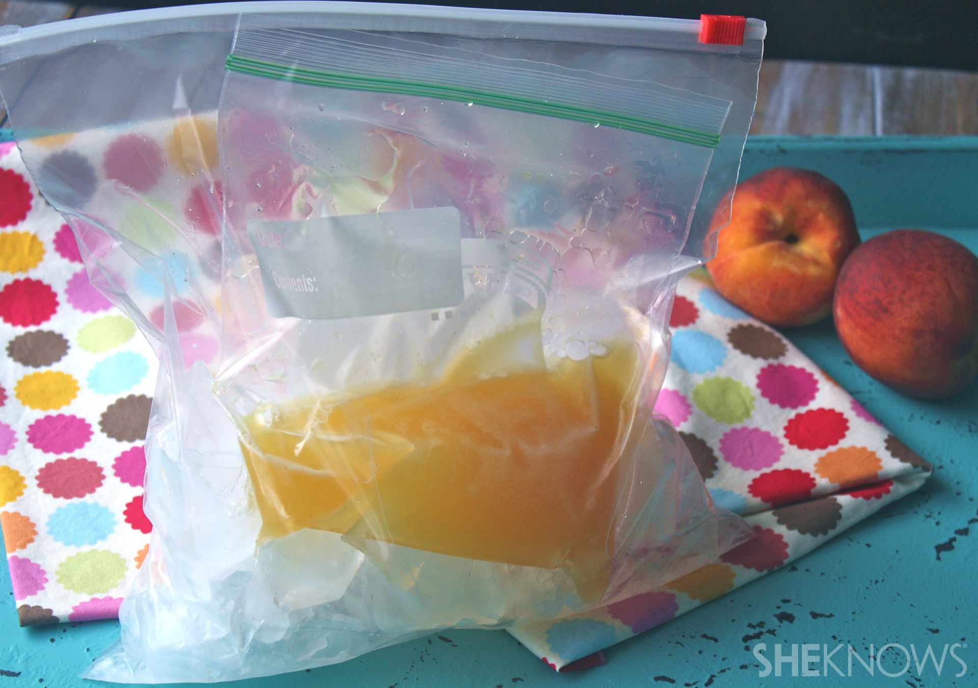 Family fun making sorbet in a bag