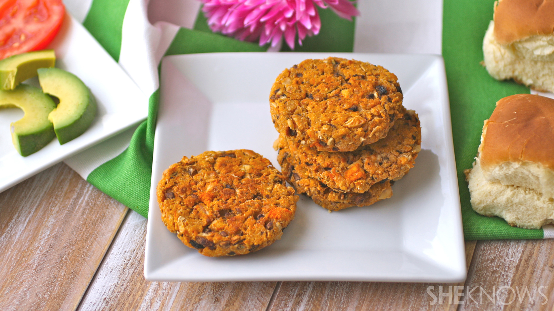 Baked white bean, mushroom & sweet potato burgers