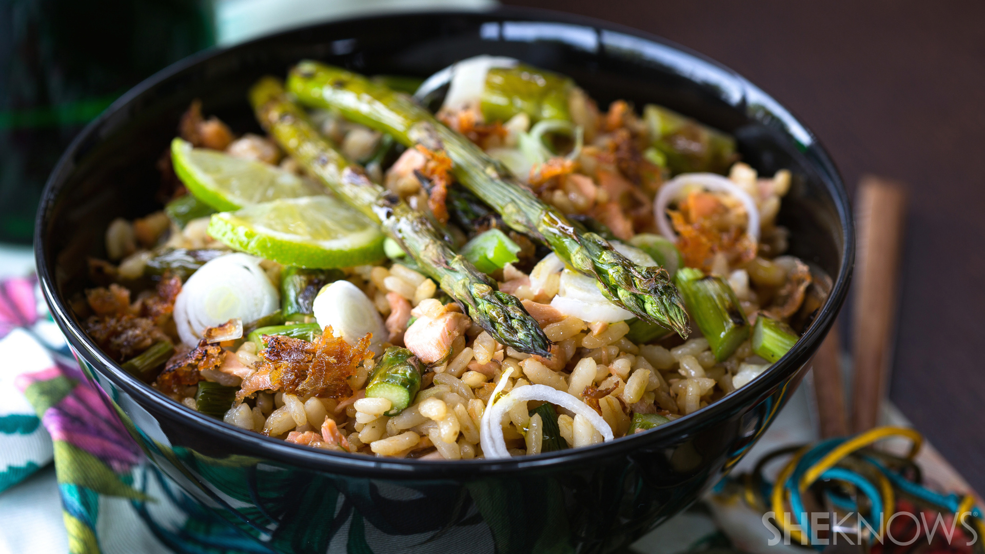 Salmon and asparagus fried rice recipe