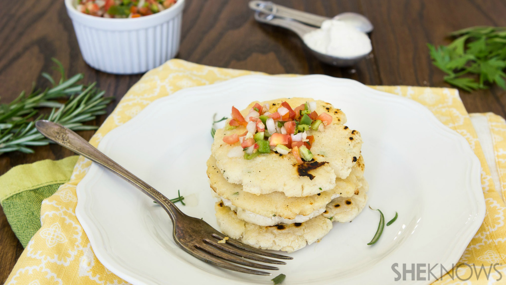Cheesy herb pupusa