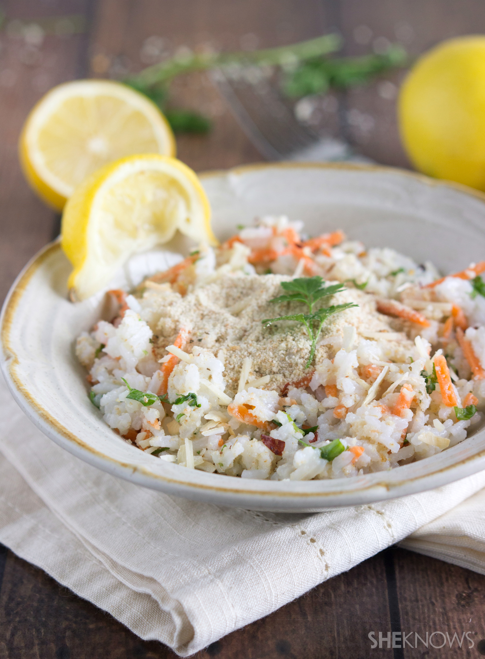 Lemon-parsley rice with shredded carrots