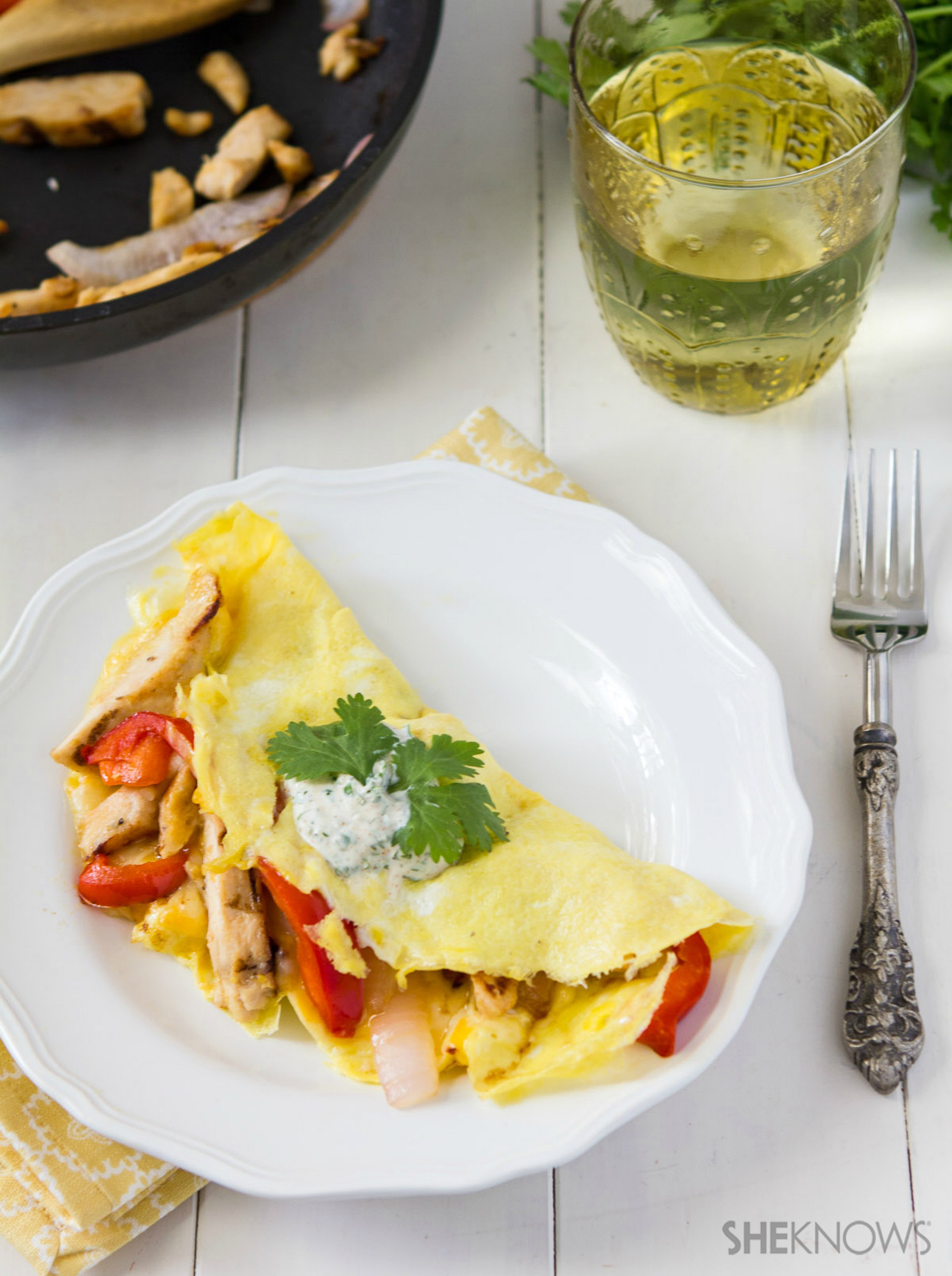 Chicken fajita omelets