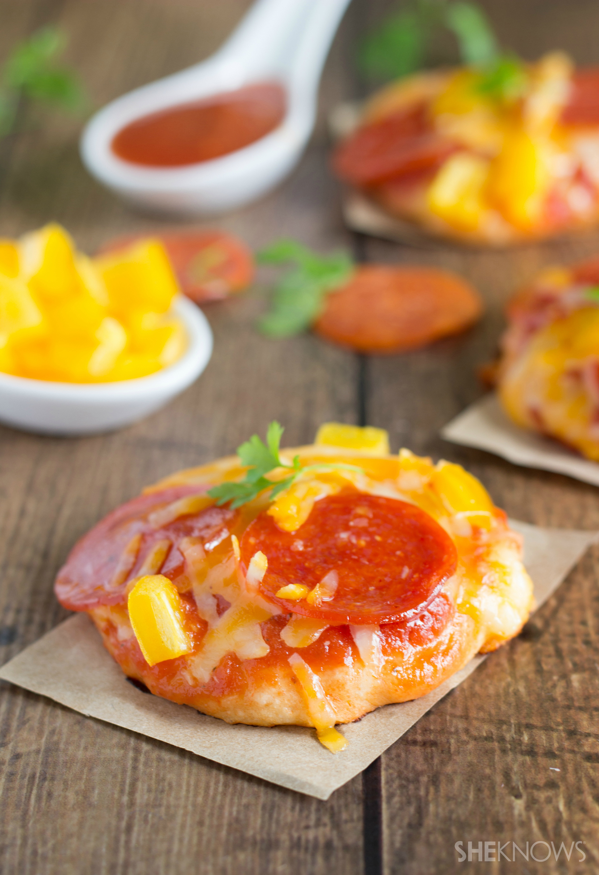 Miniature biscuit pizzas