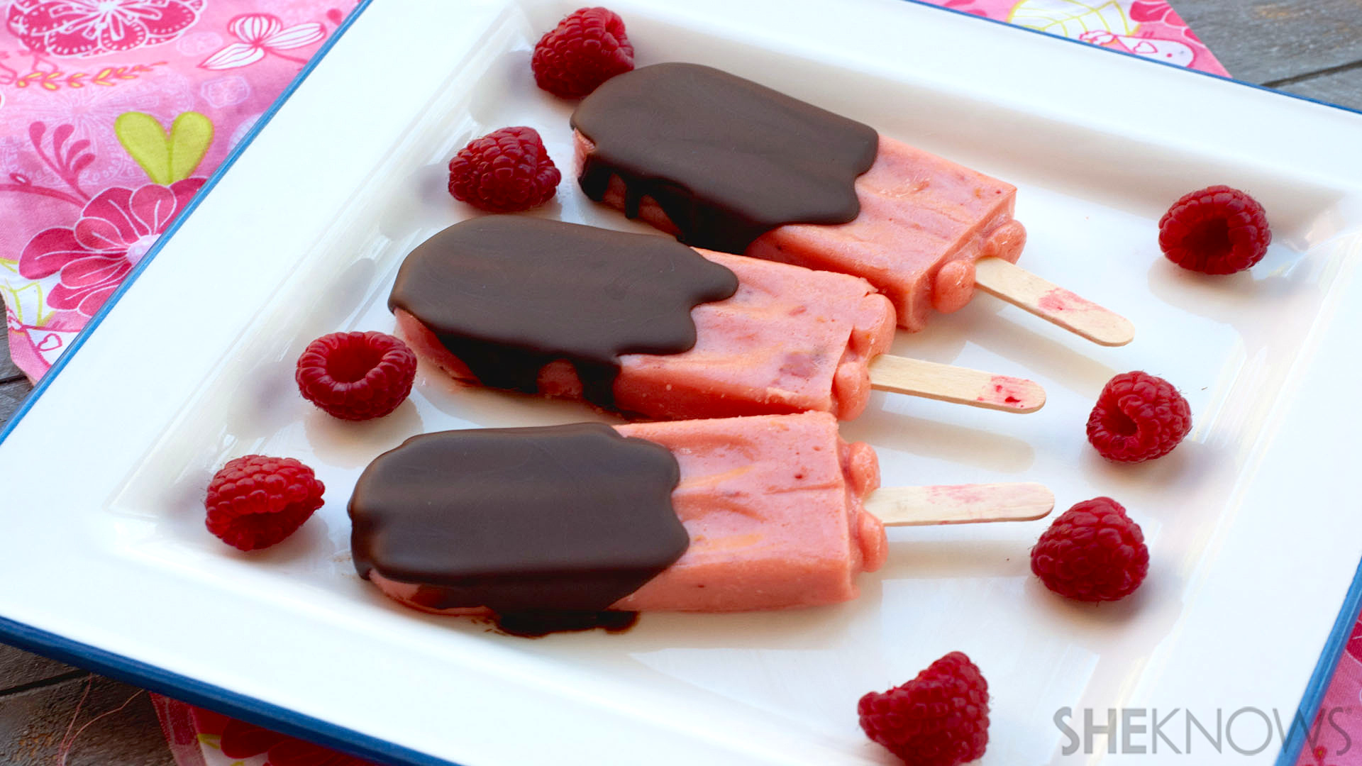 raspberry smoothie on a stick