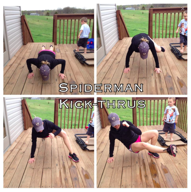 At home exercises- Spiderman kick thru