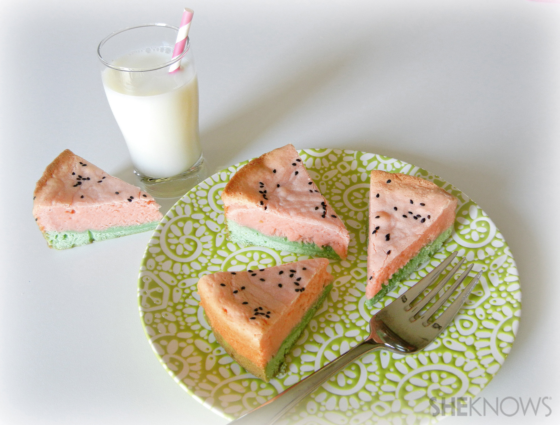 Watermelon blondie bars that look and taste just like the fruit