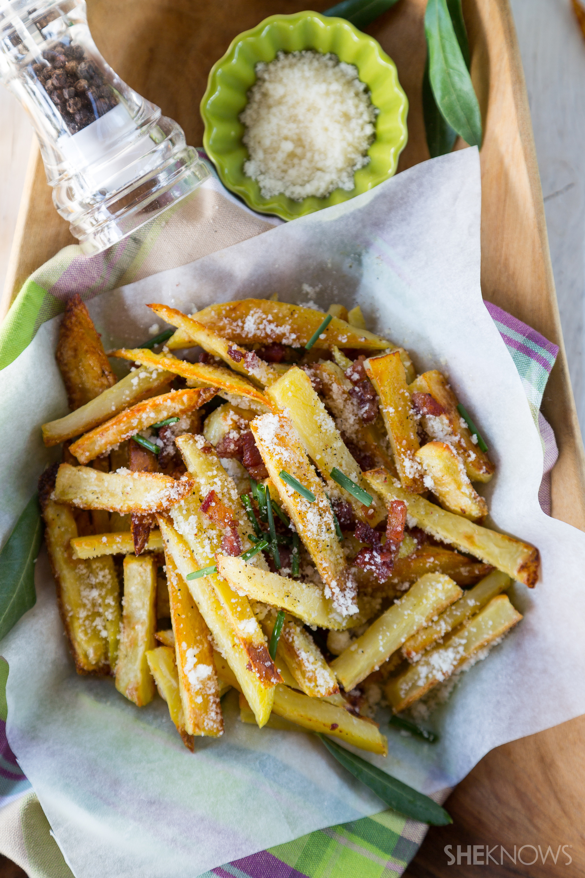 Pecorino and bacon french fries recipe