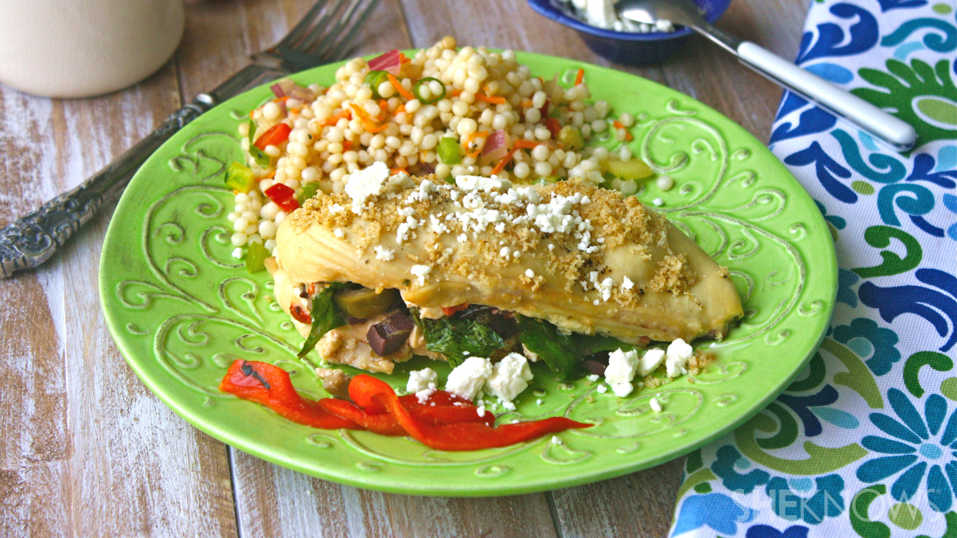 Mediterranean-stuffed chicken breasts