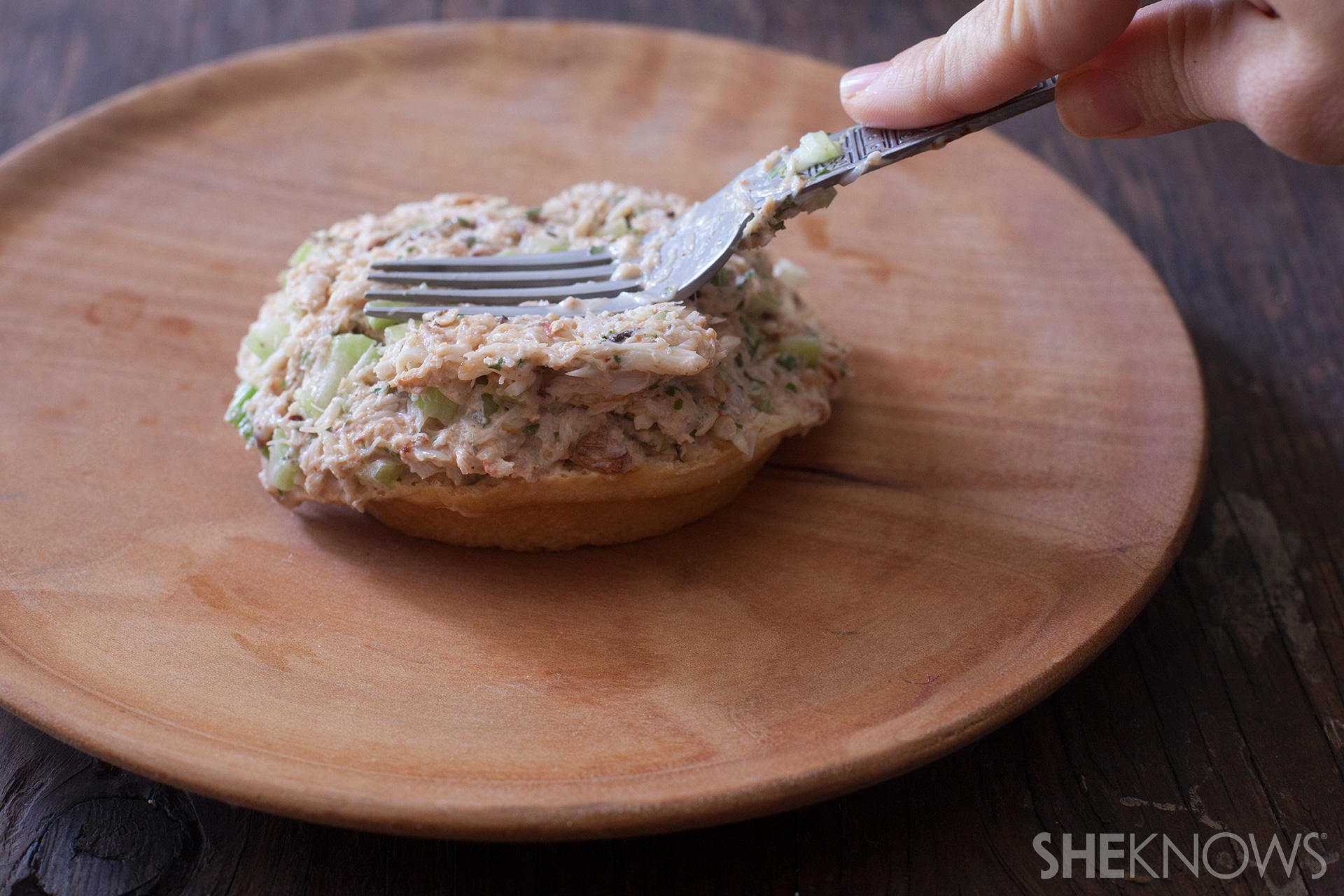 Crabby Sandwich with shrimp and kid friendly cocktail sauce