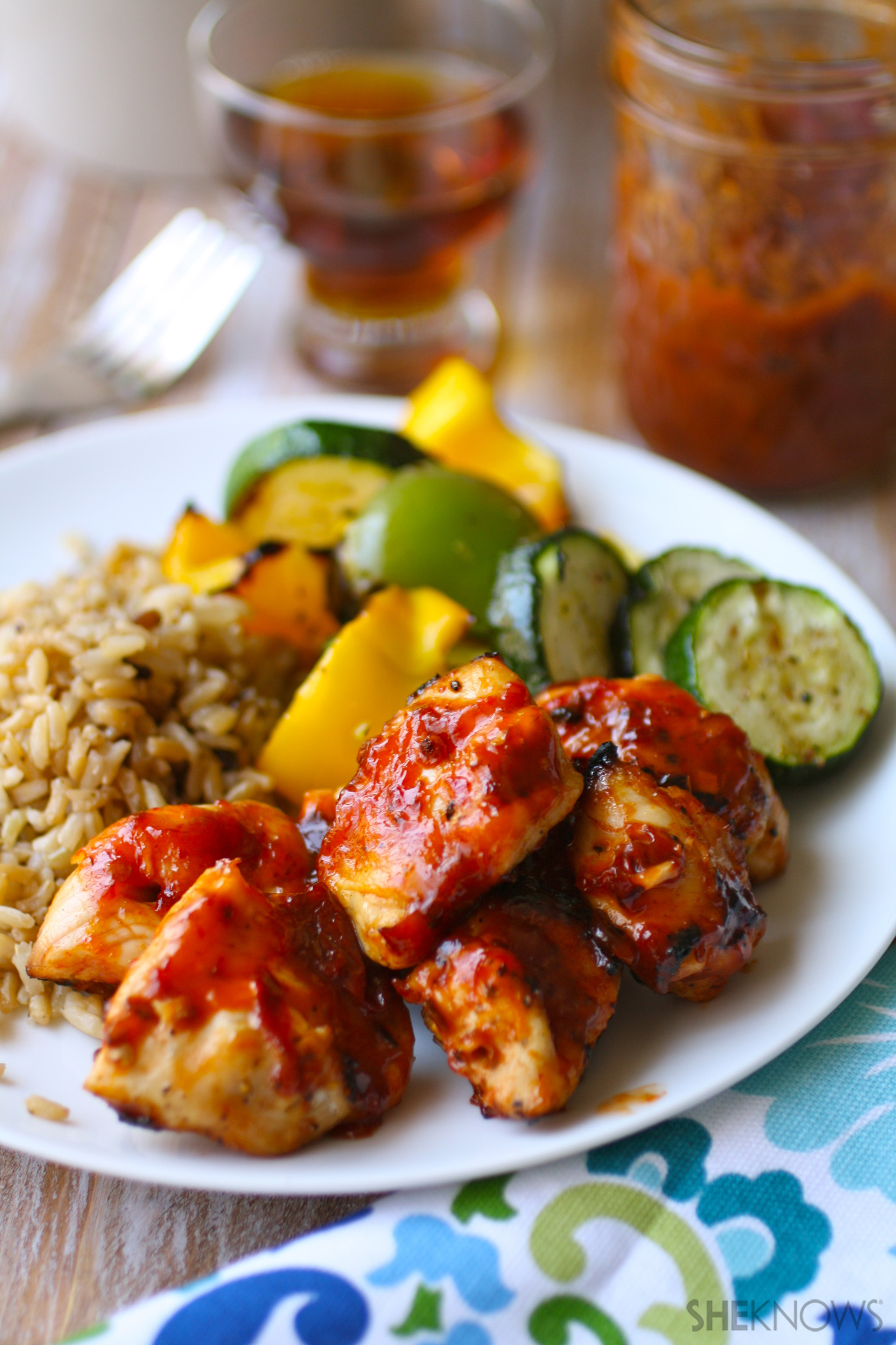 Grilled maple-chipotle chicken kabobs