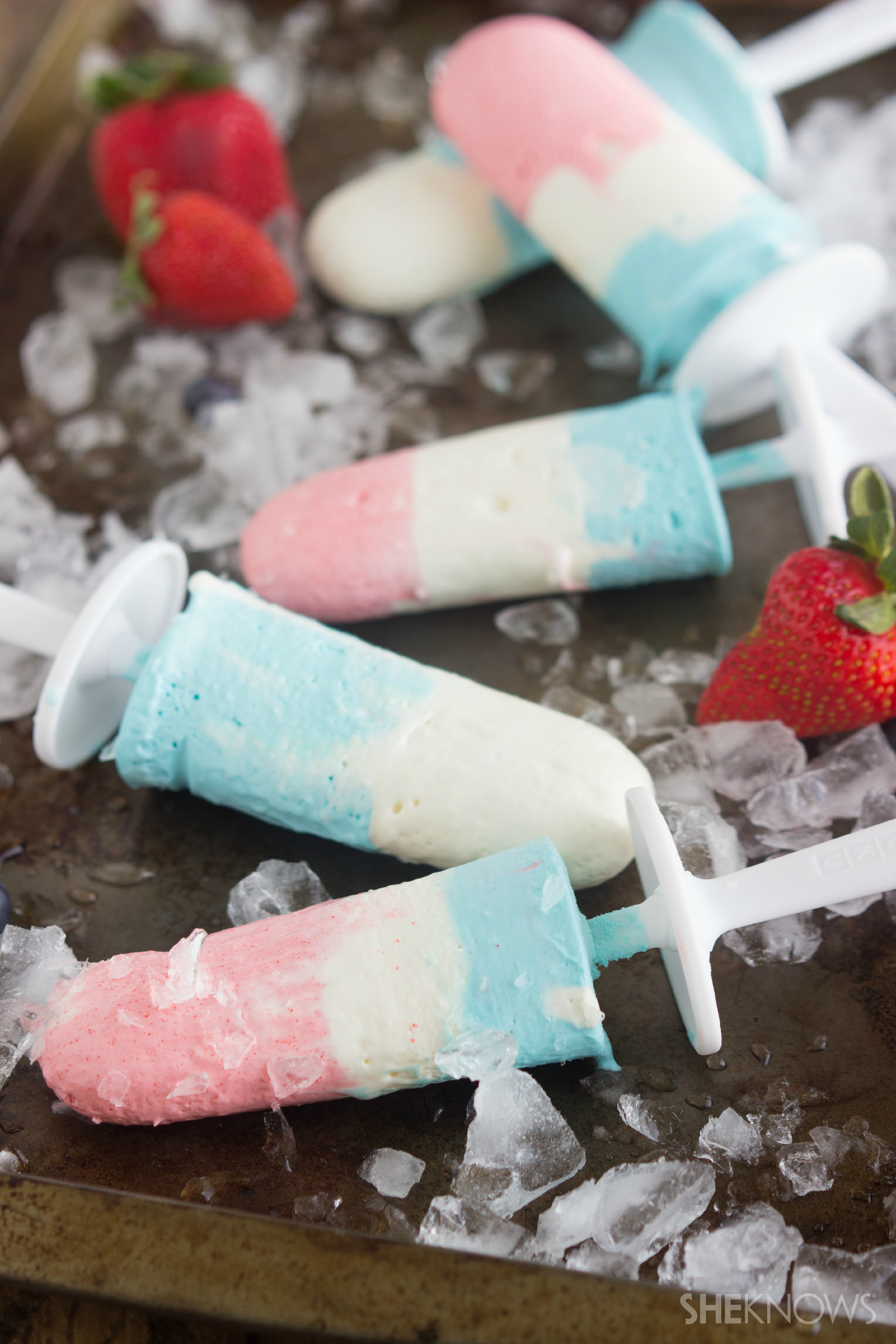 Multi-colored flag popsicles