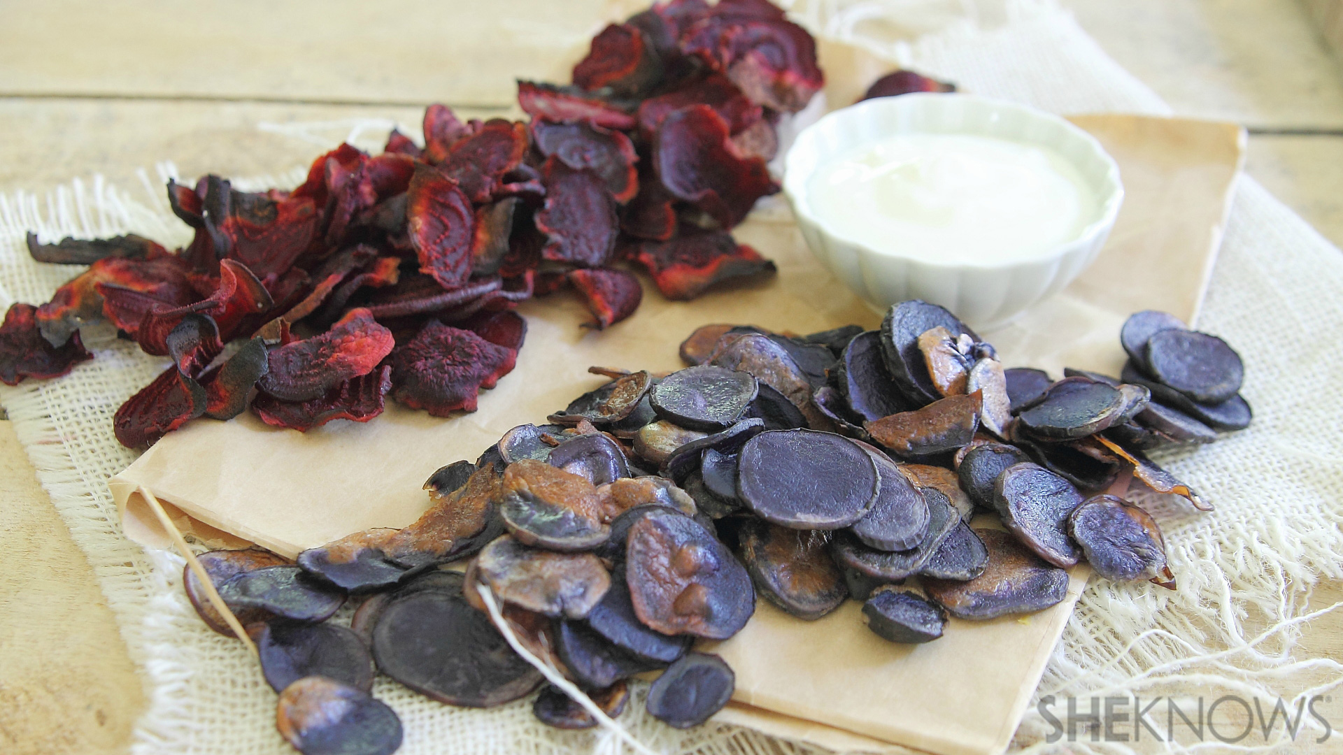 Beet & blue potato chips