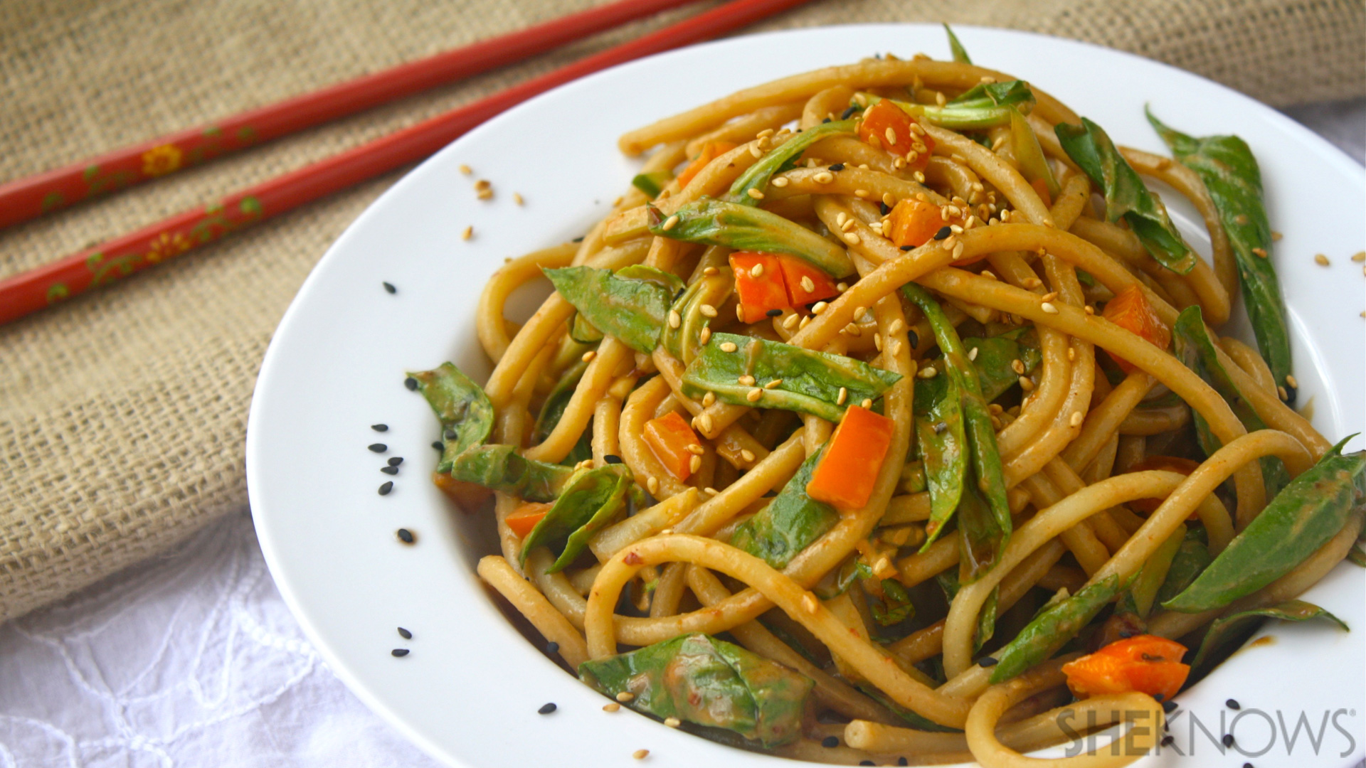 Cold noodle & bok choy salad with zesty sesame dressing