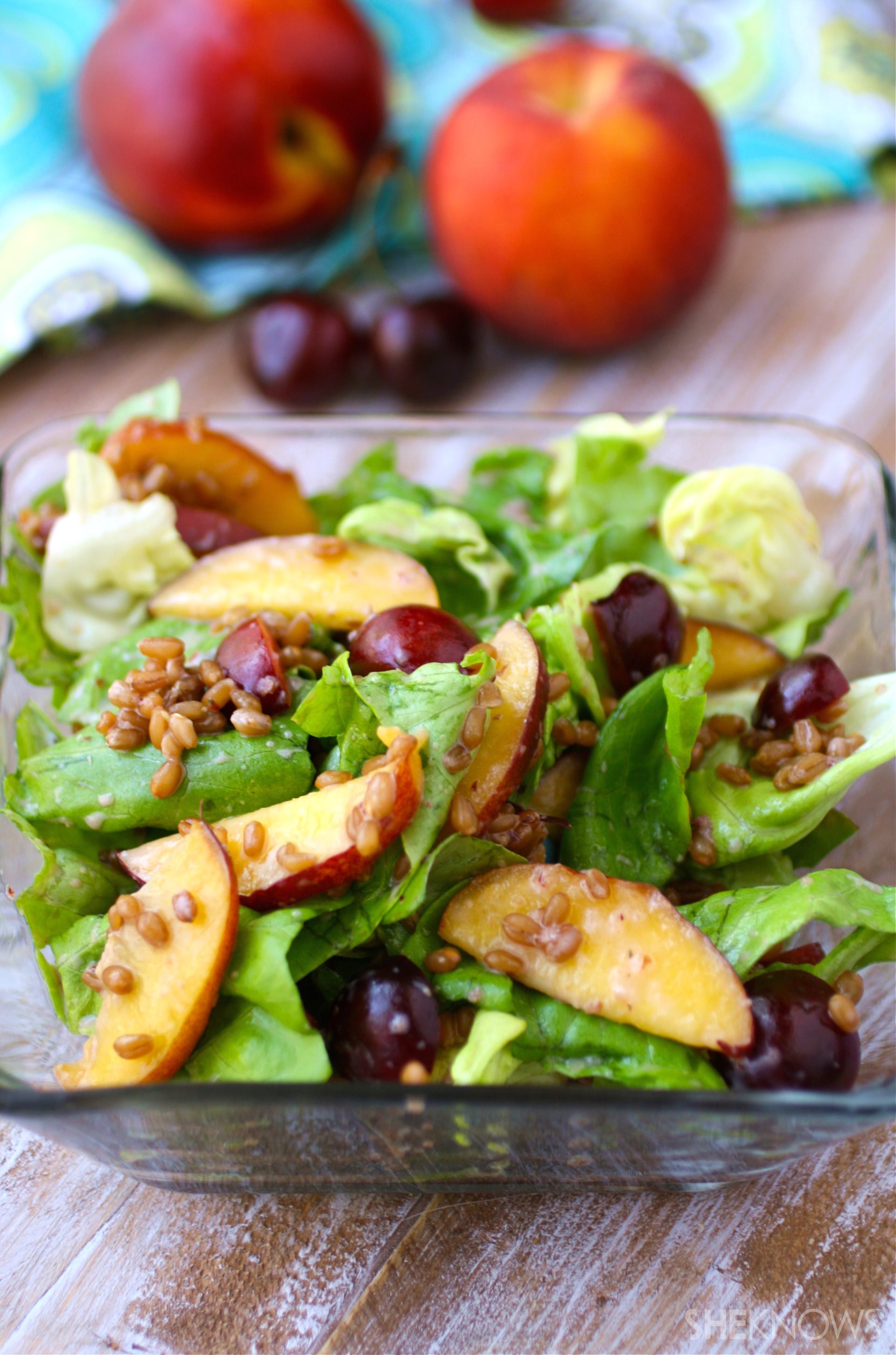 Wheat berry and stone fruit salad with cherry-yogurt dressing