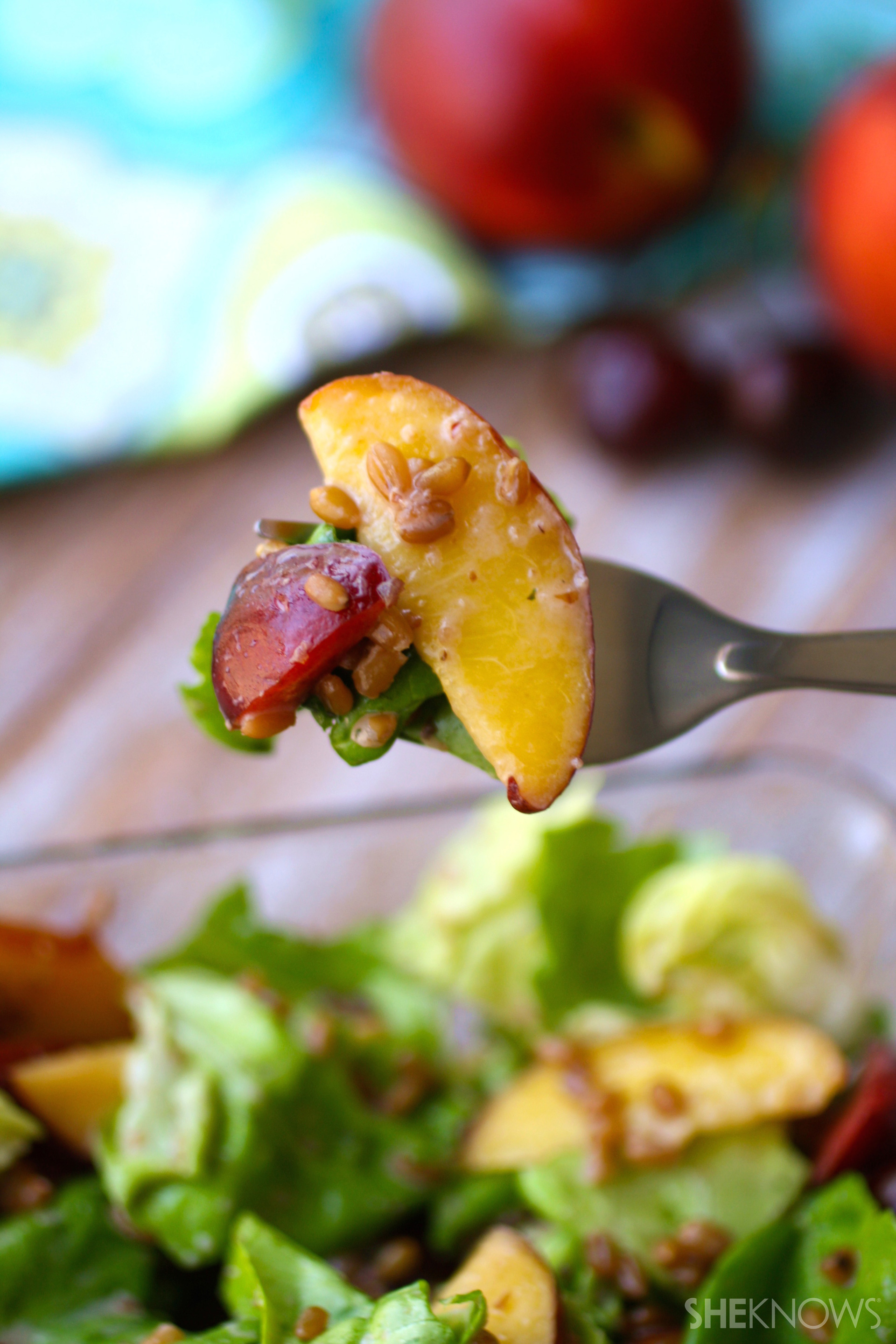 Wheat berry and stone fruit salad with cherry-yogurt dressing
