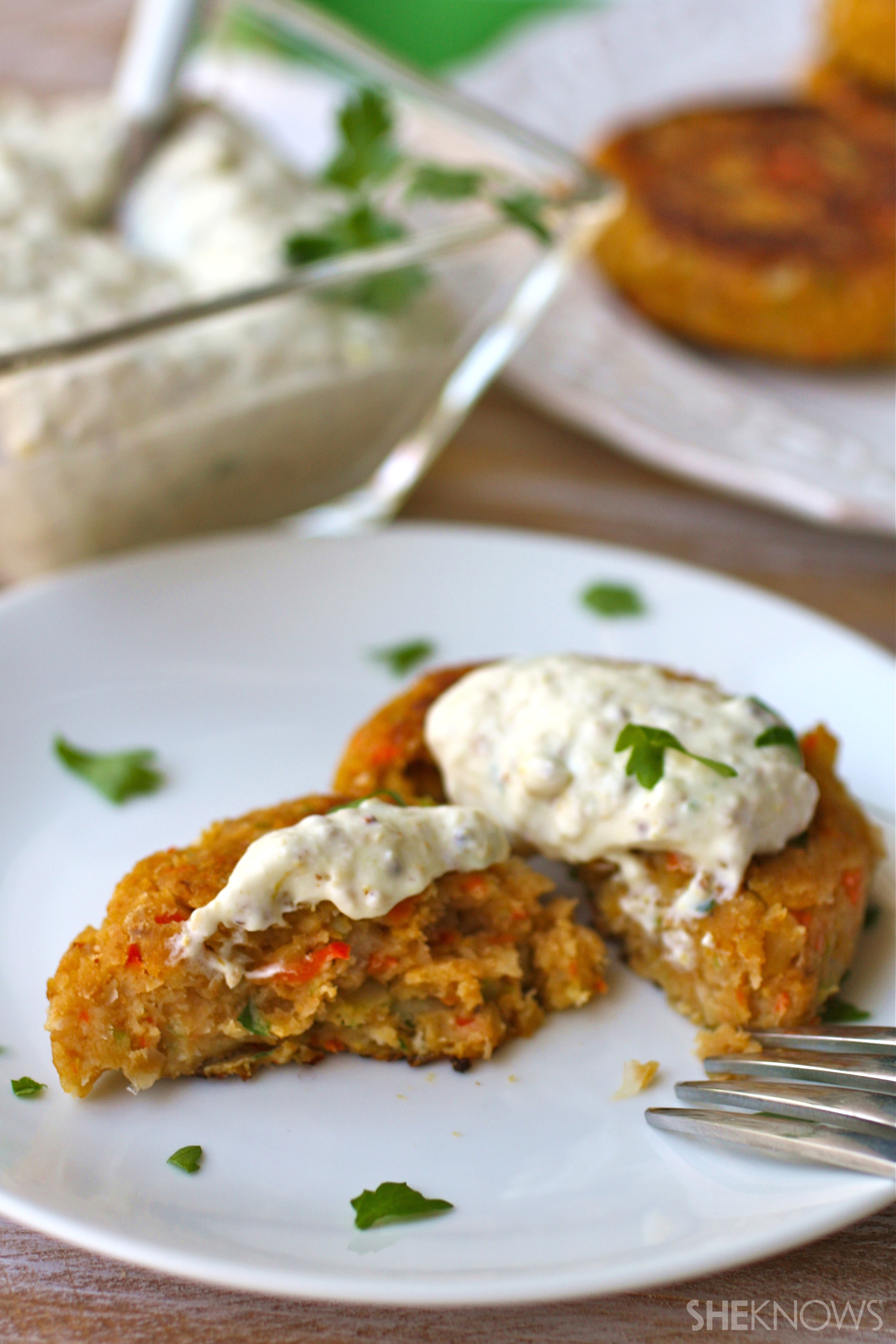 Crabless cakes with a light remoulade sauce