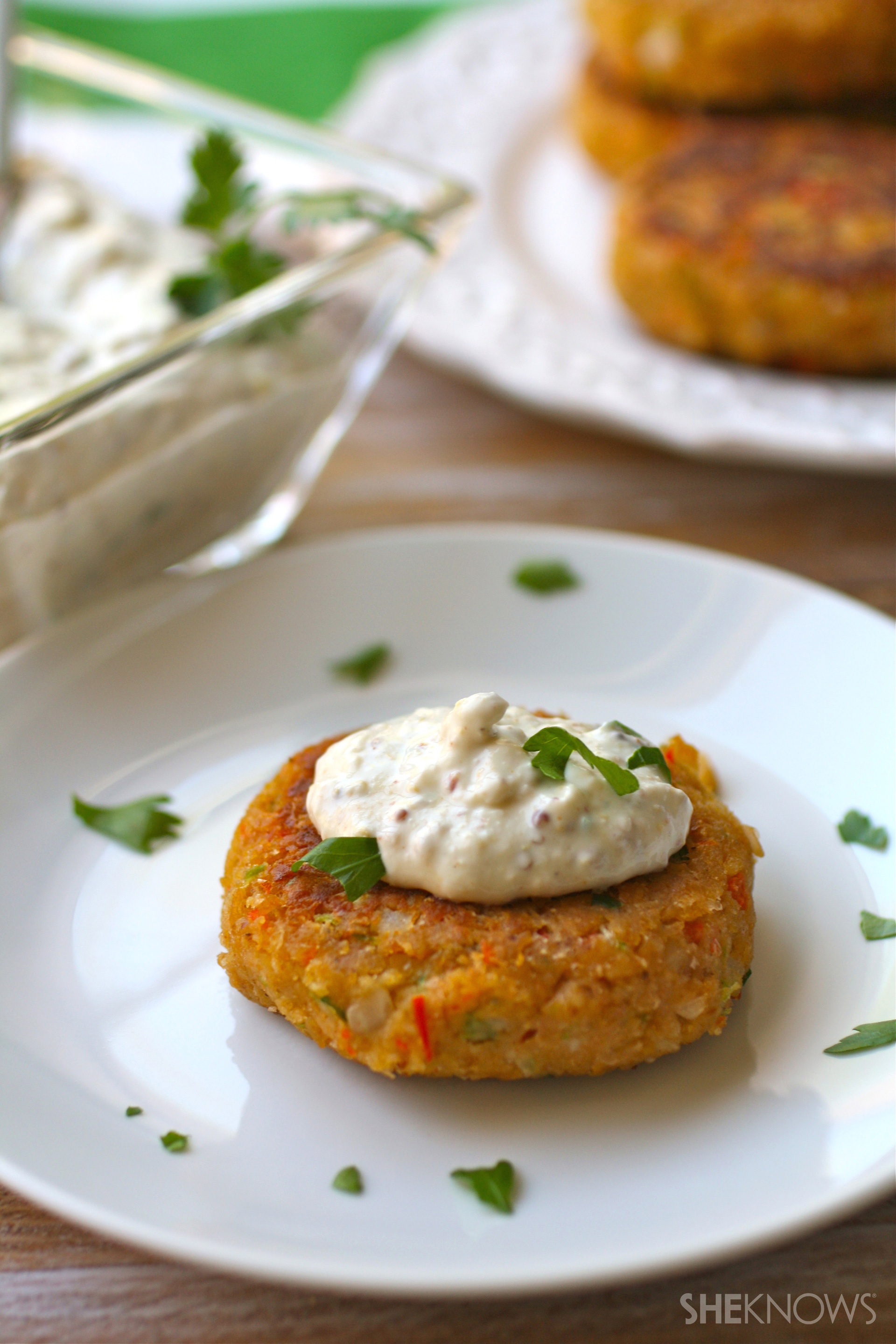 Crabless cakes with a light remoulade sauce