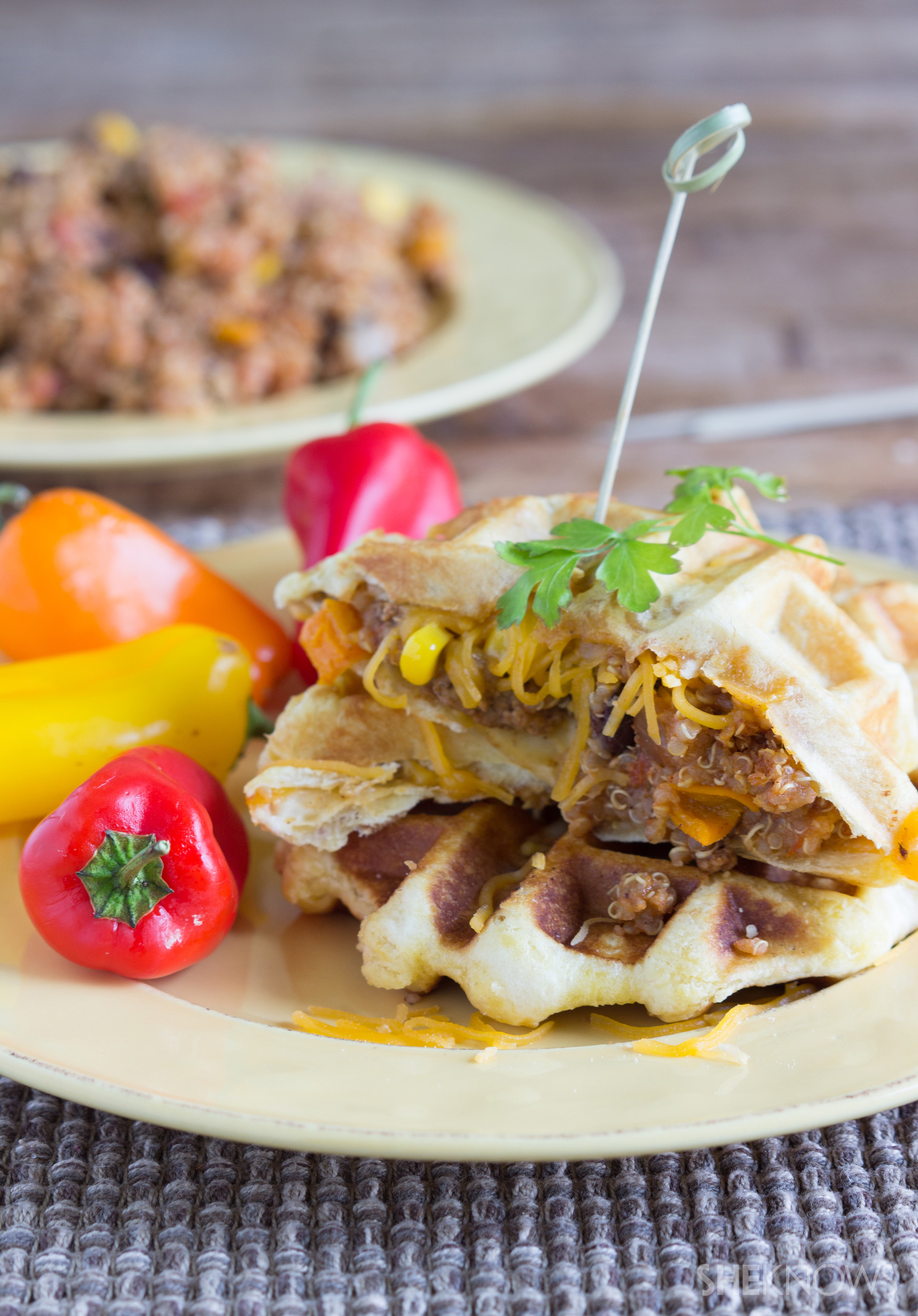 Quinoa enchilada pizza waffles
