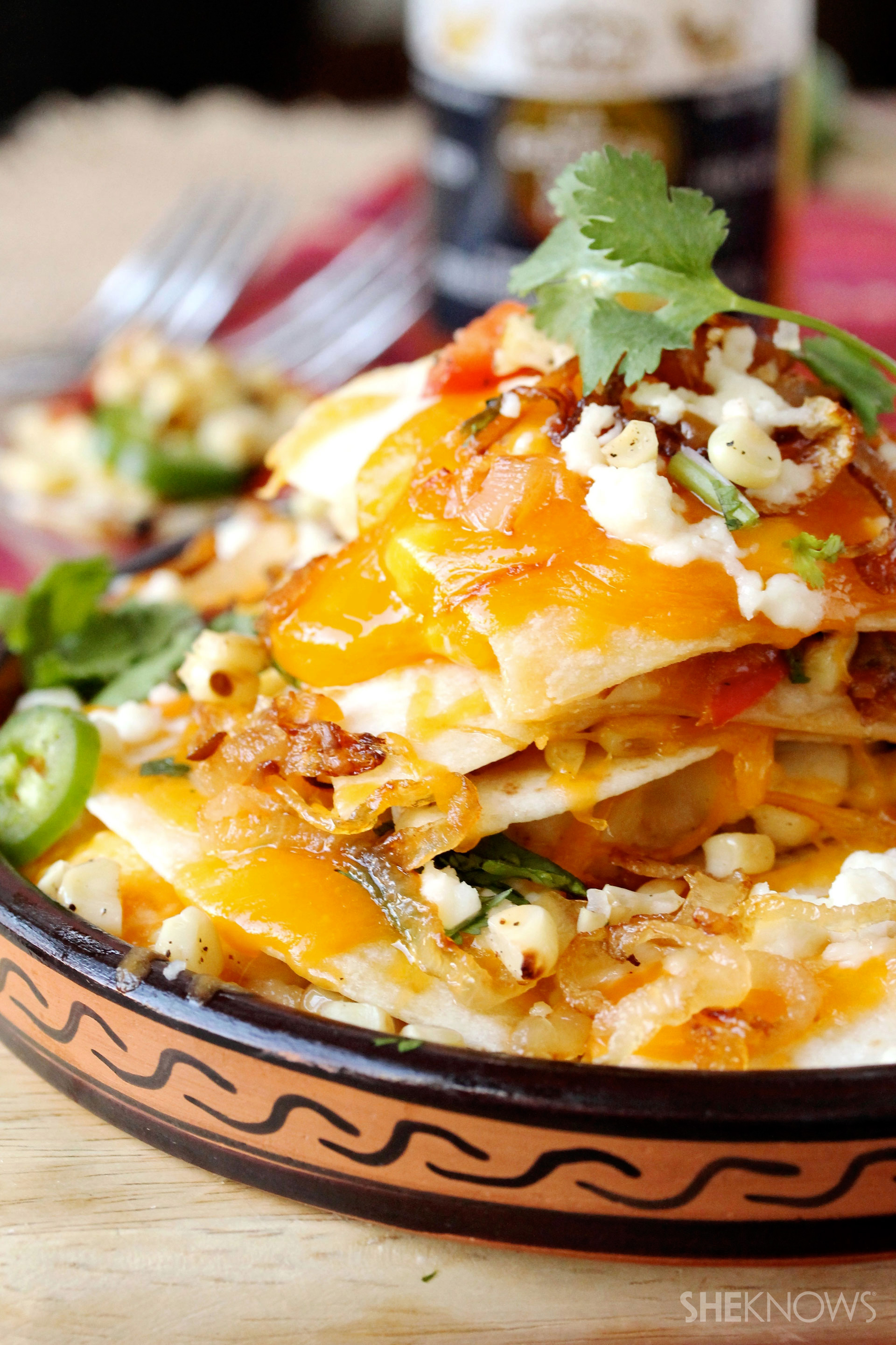 Roasted corn and caramelized onion quesadillas with queso fresco recipe