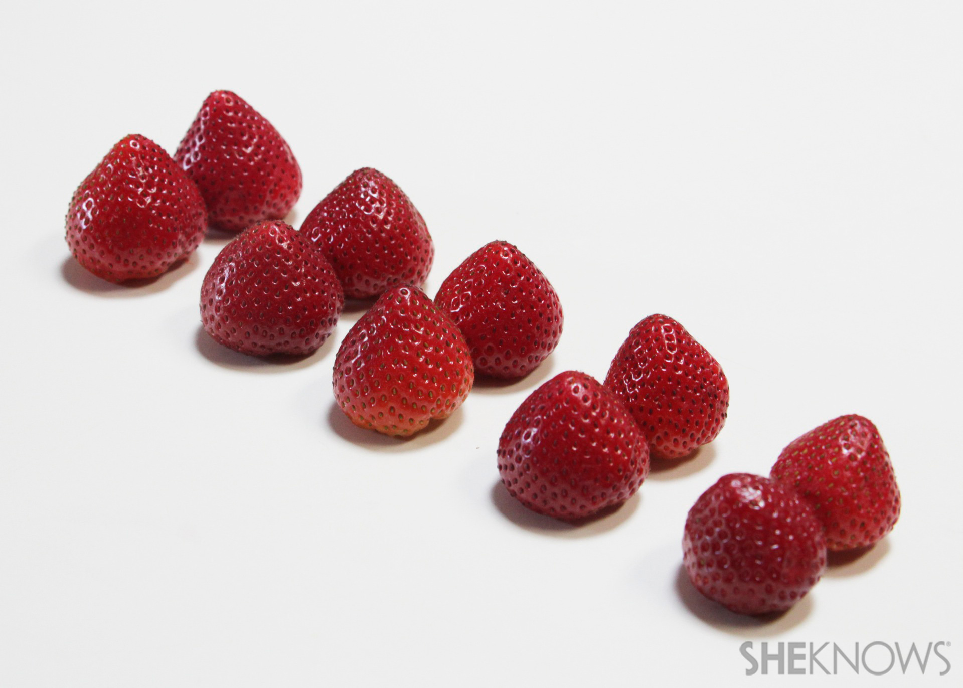 Candy-coated strawberry bikini bites