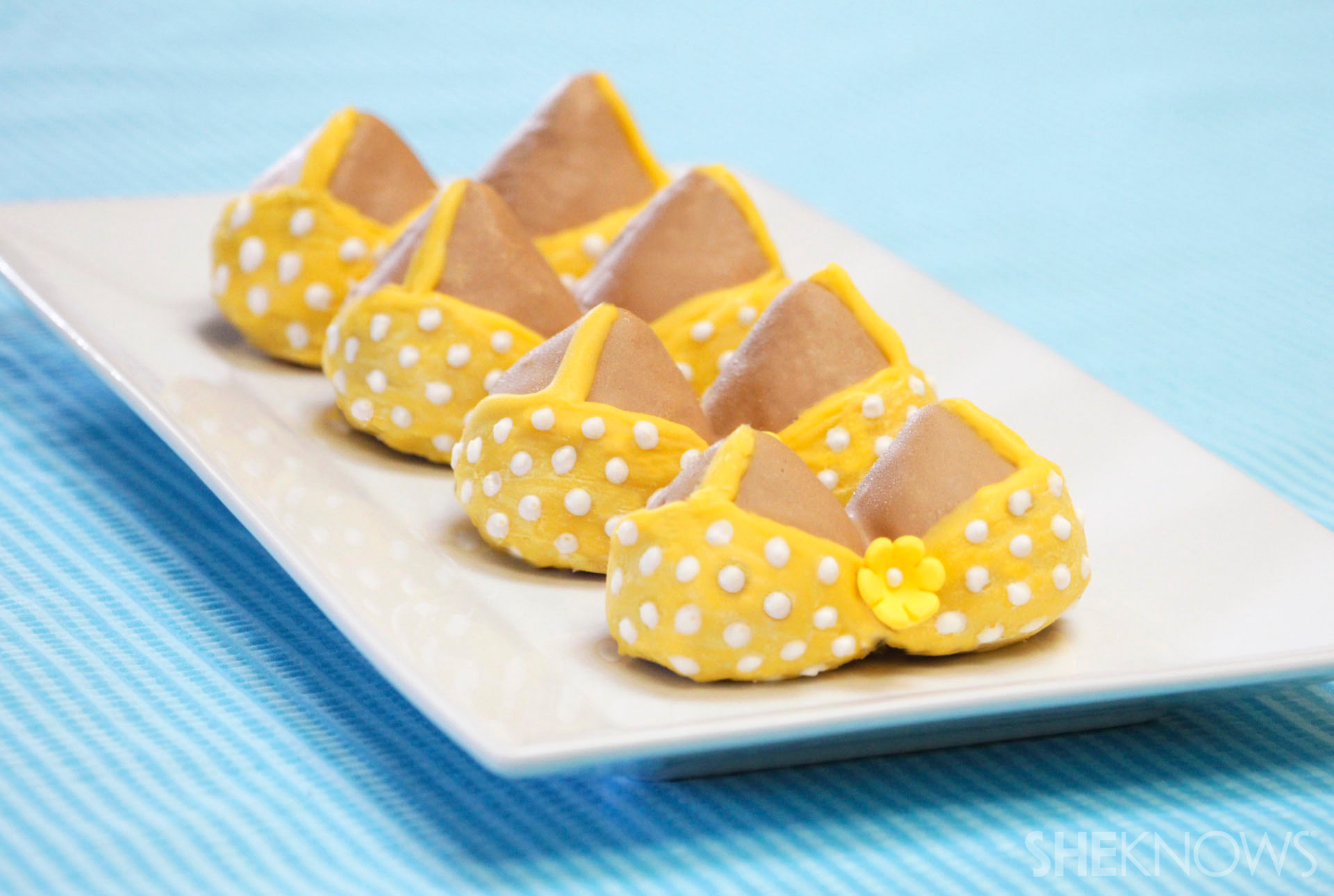 Candy-coated strawberry bikini bites
