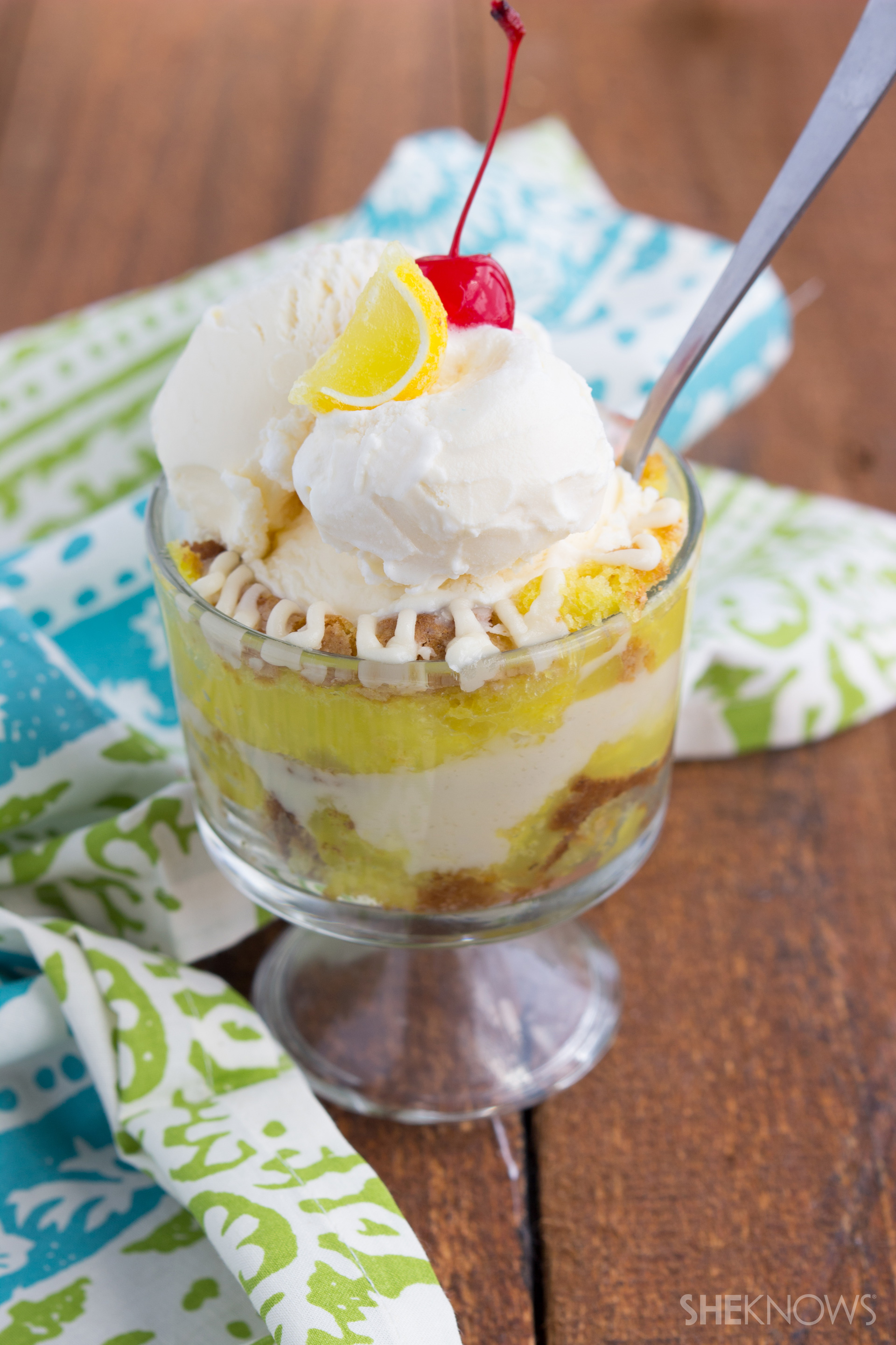 Lemon cake and pie filling parfait