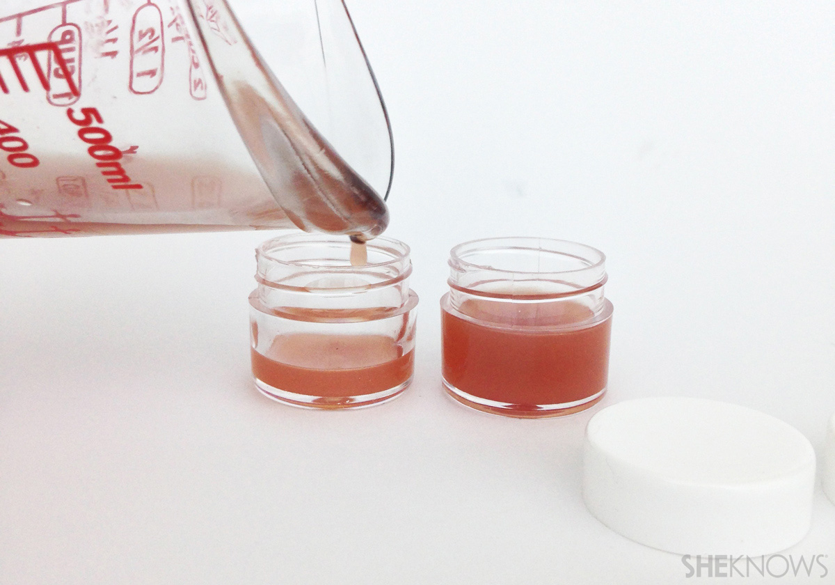 DIY Lip stain Step 5. Into the jars