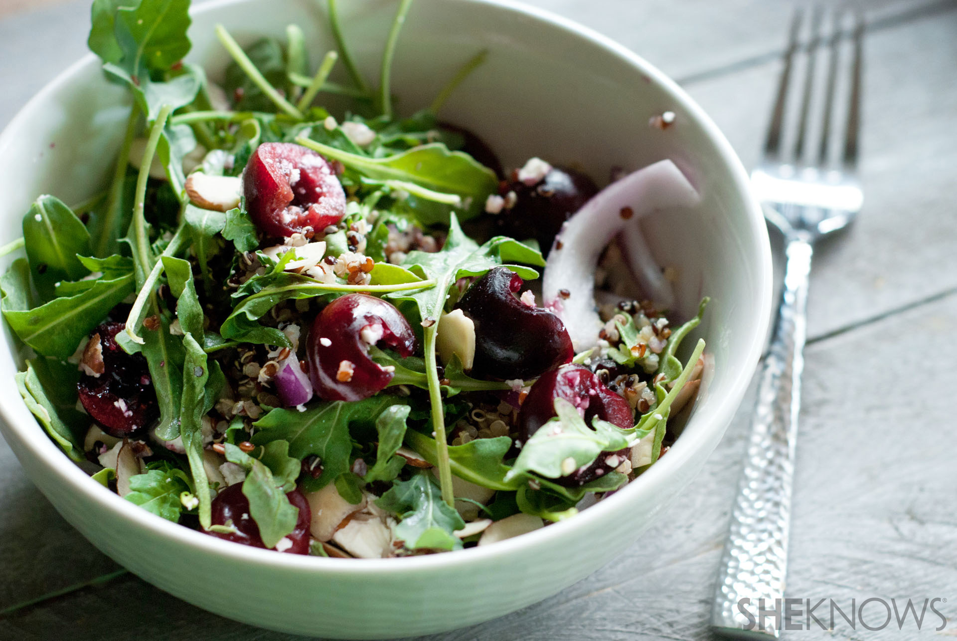 Fresh cherry almond quinoa salad
