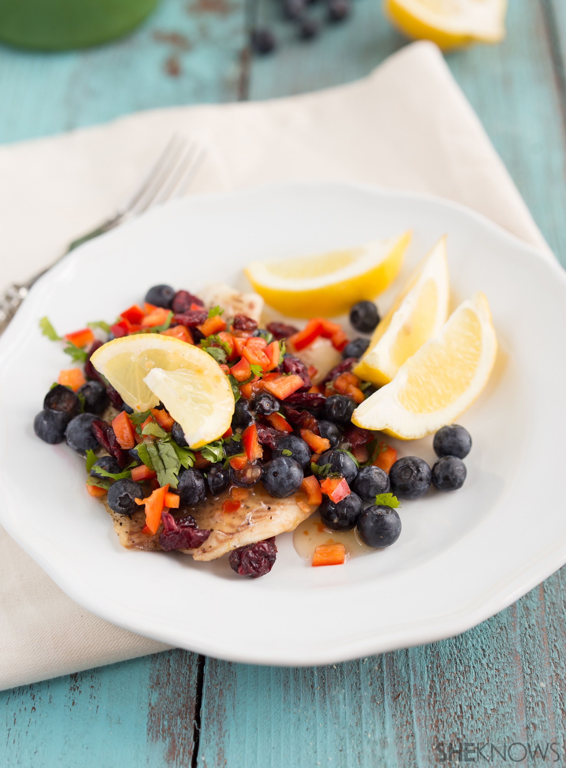 Grilled tilapia with a blueberry salsa