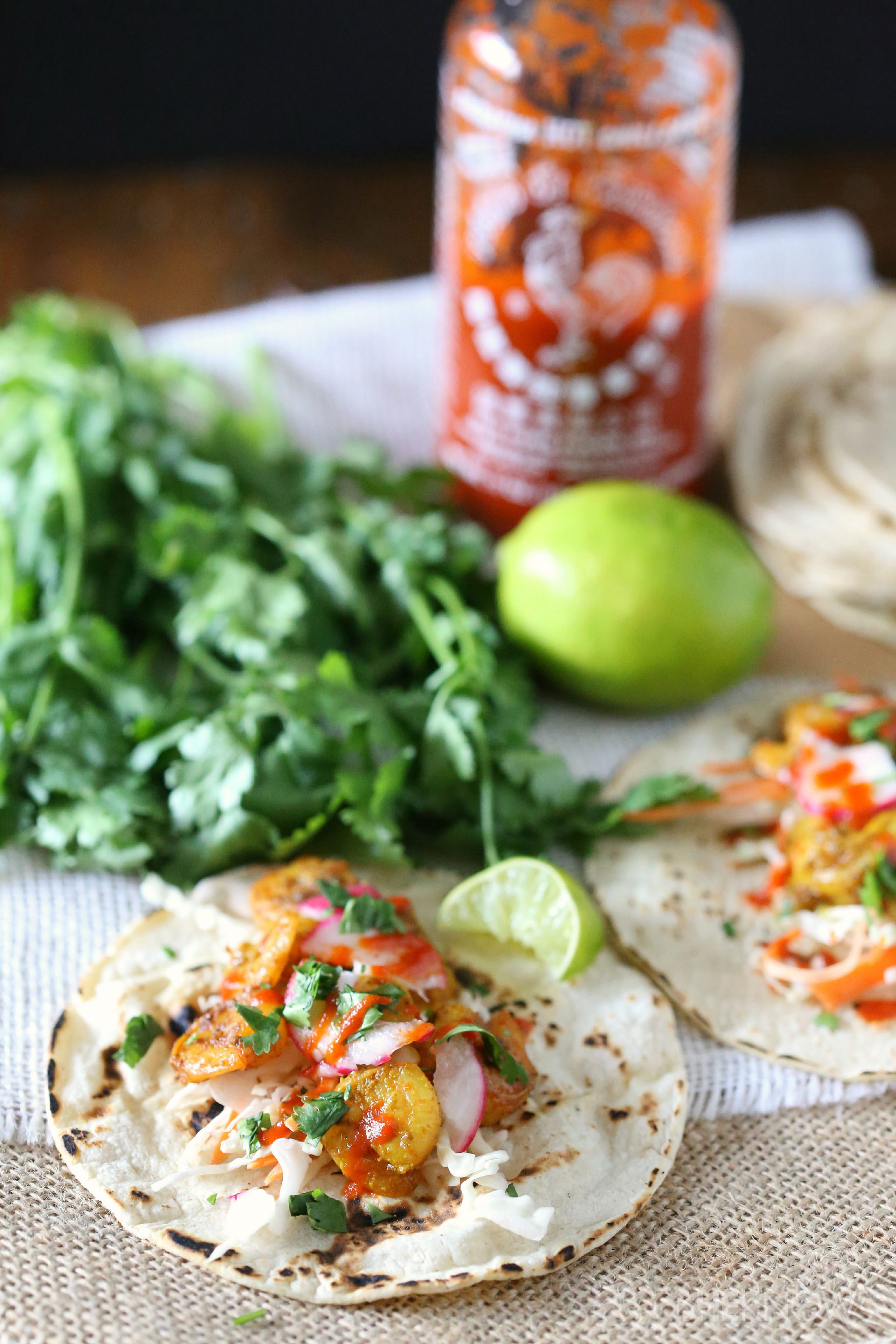 Curried shrimp tacos