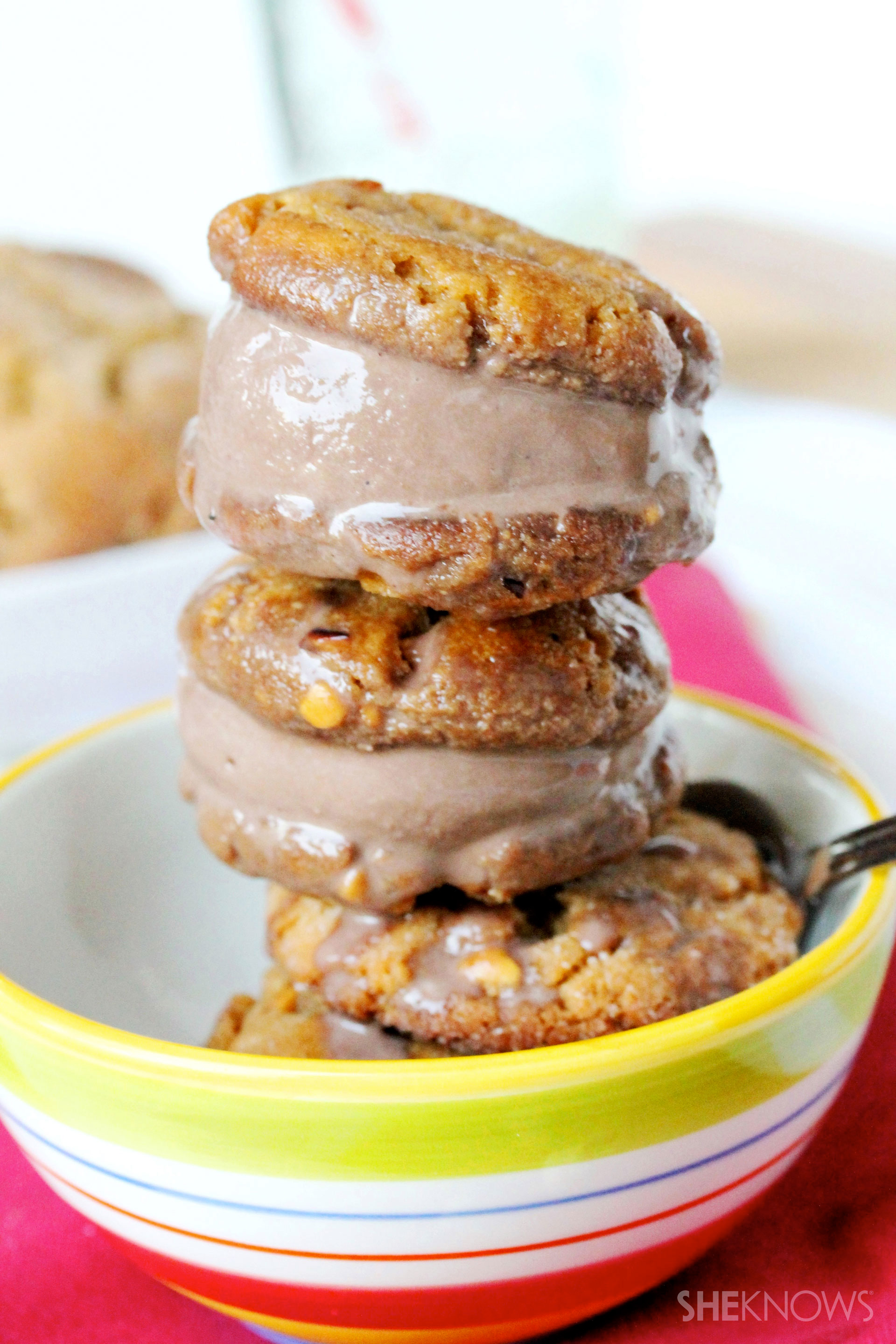 Chunky peanut butter cookie and chocolate ice cream sandwich recipe