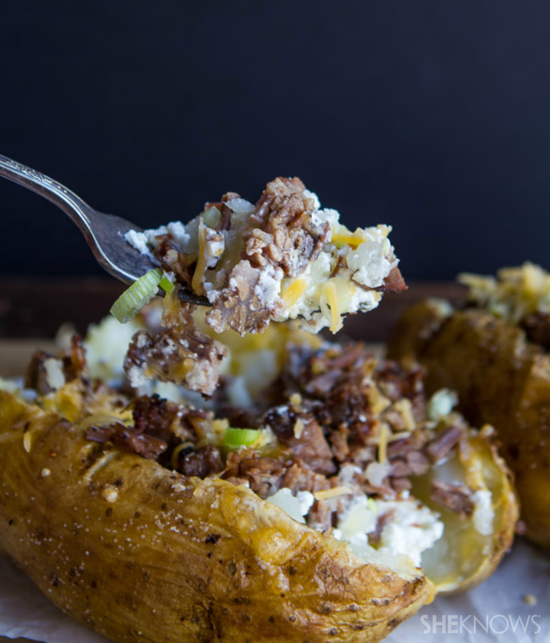 Jumbo potatoes stuffed with brisket and cheese