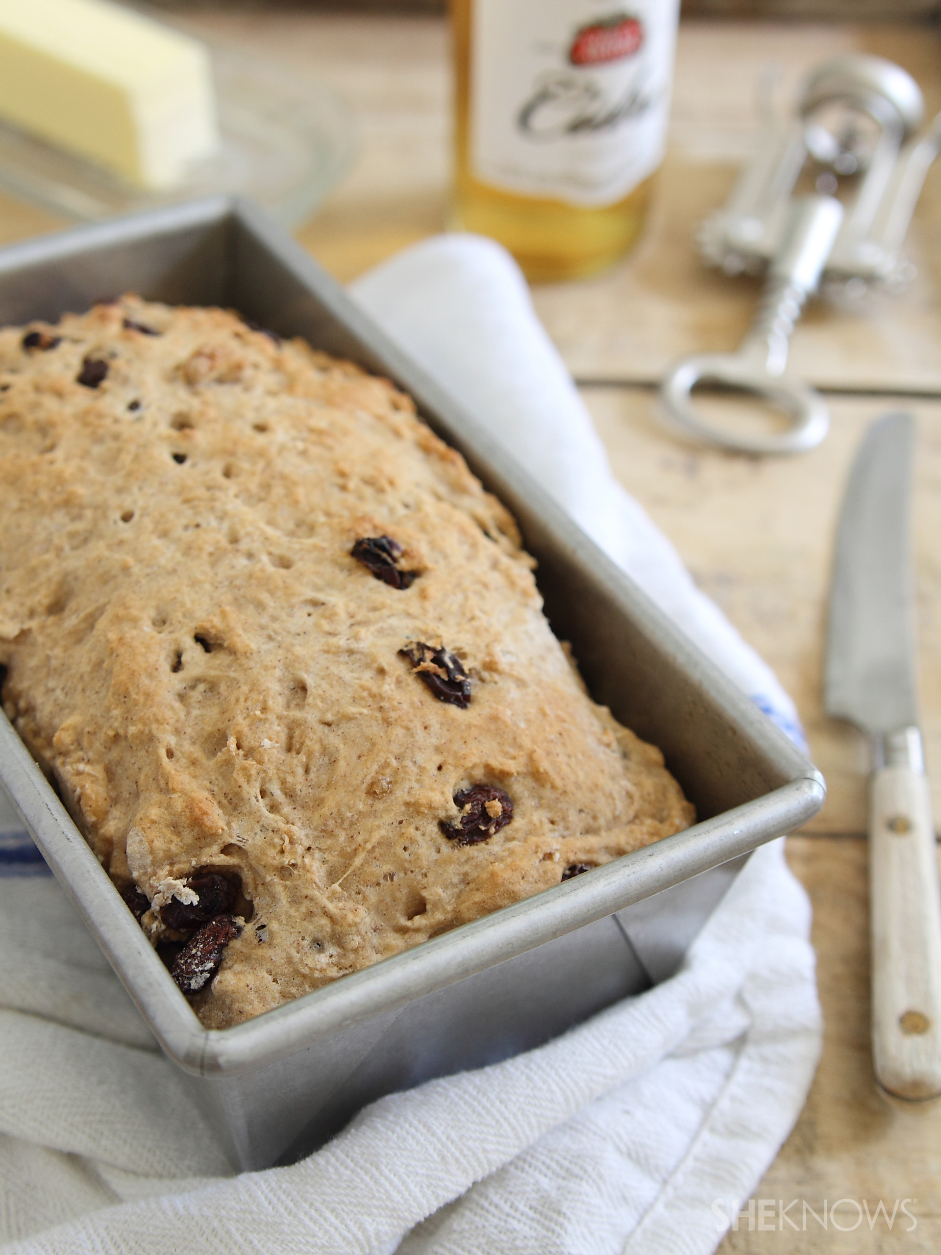 Try a new beer bread with this cinnamon raisin hard cider bread