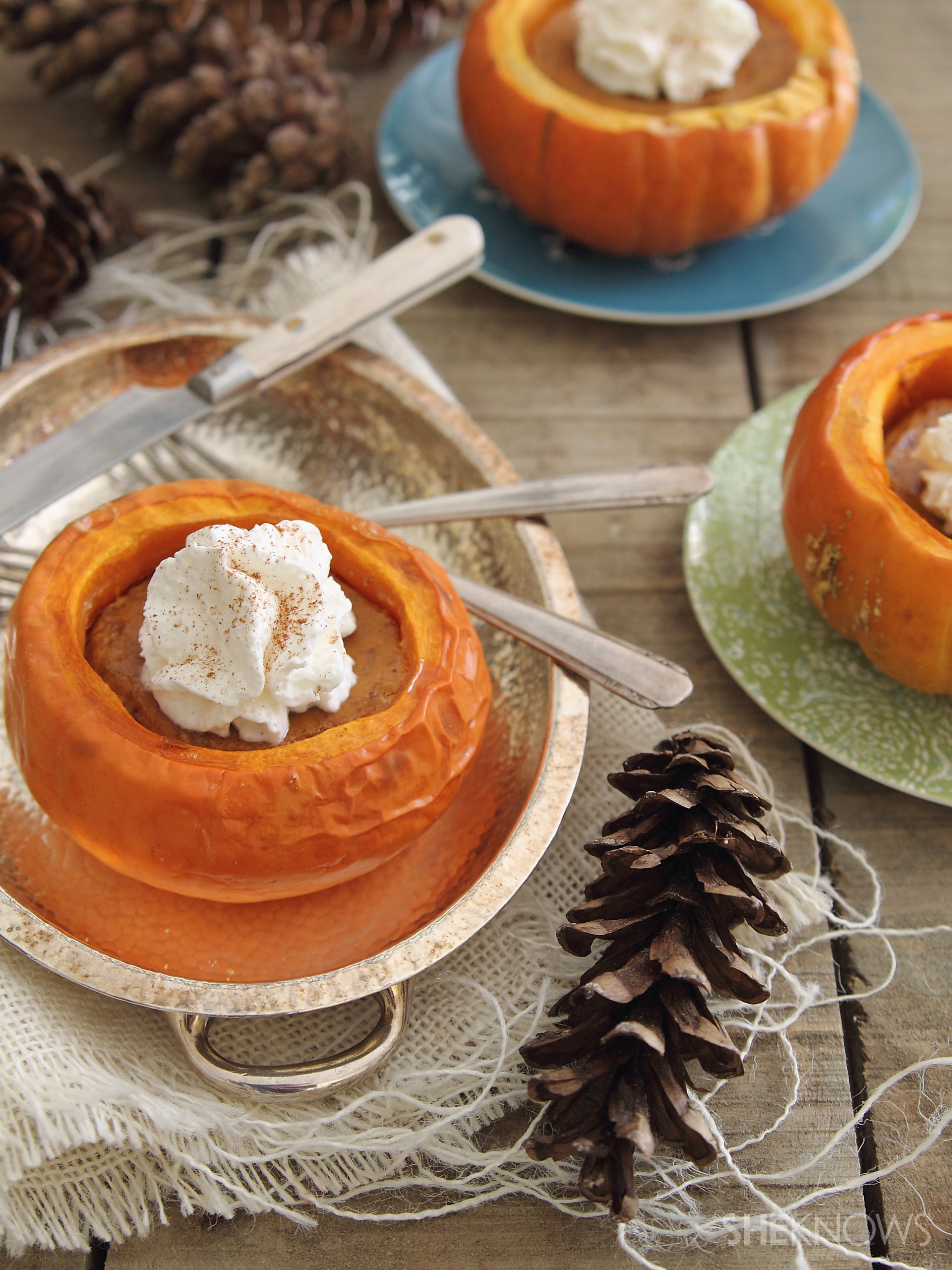 Pumpkin pie in a pumpkin