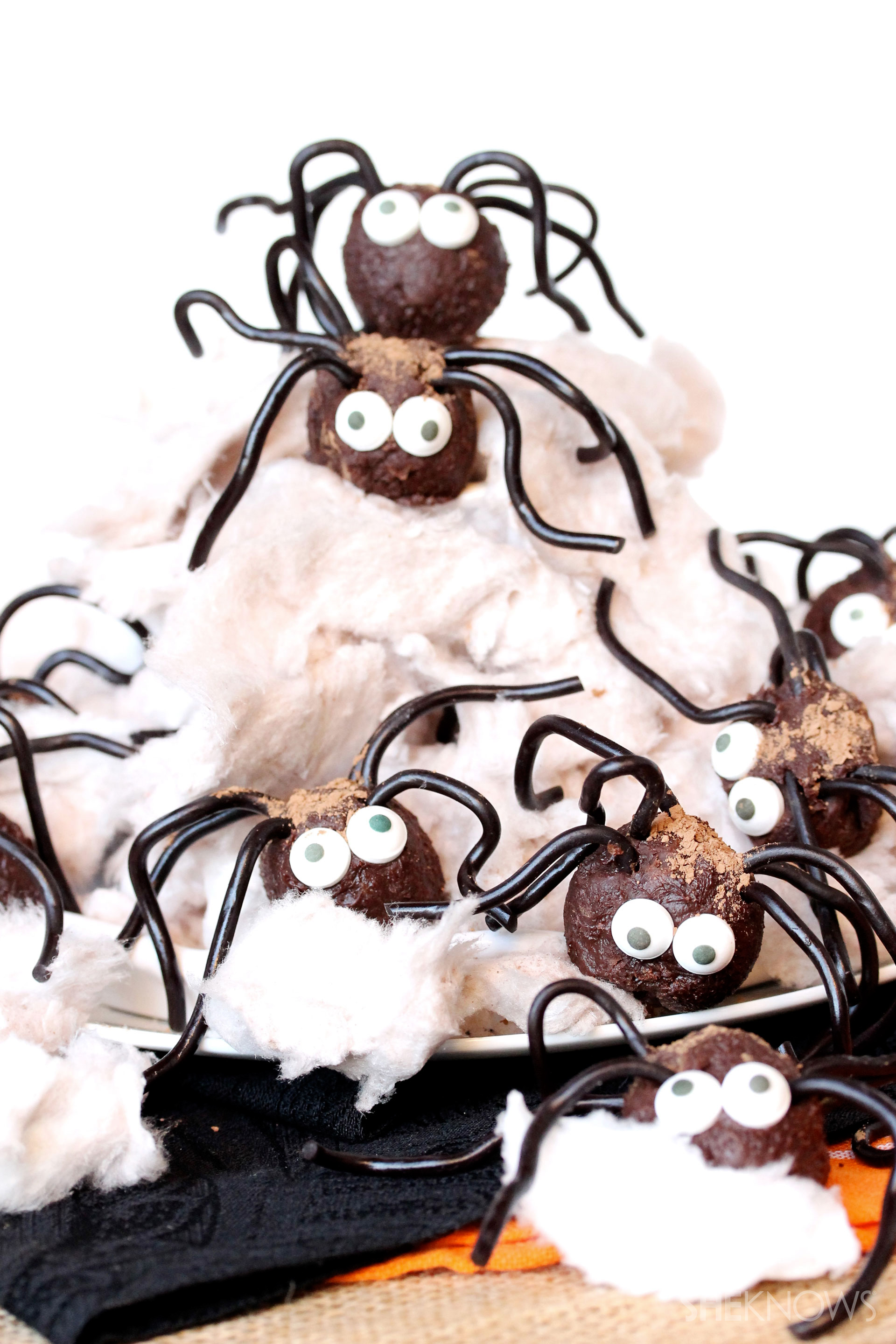 Creepy chocolate spiders in an edible web make an adorable Halloween treat
