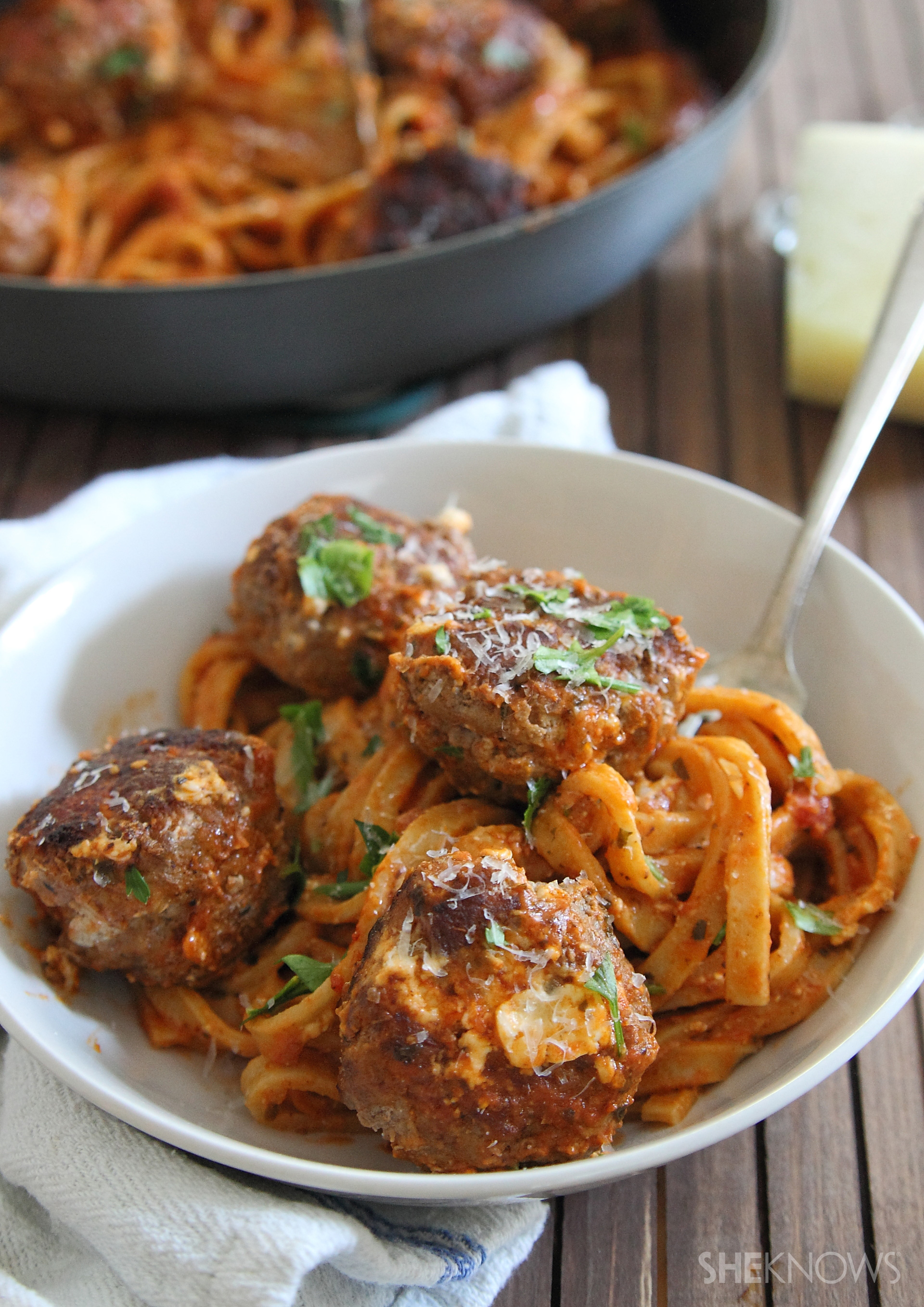 30Minute cream cheese meatball fettuccine is comfort food done right