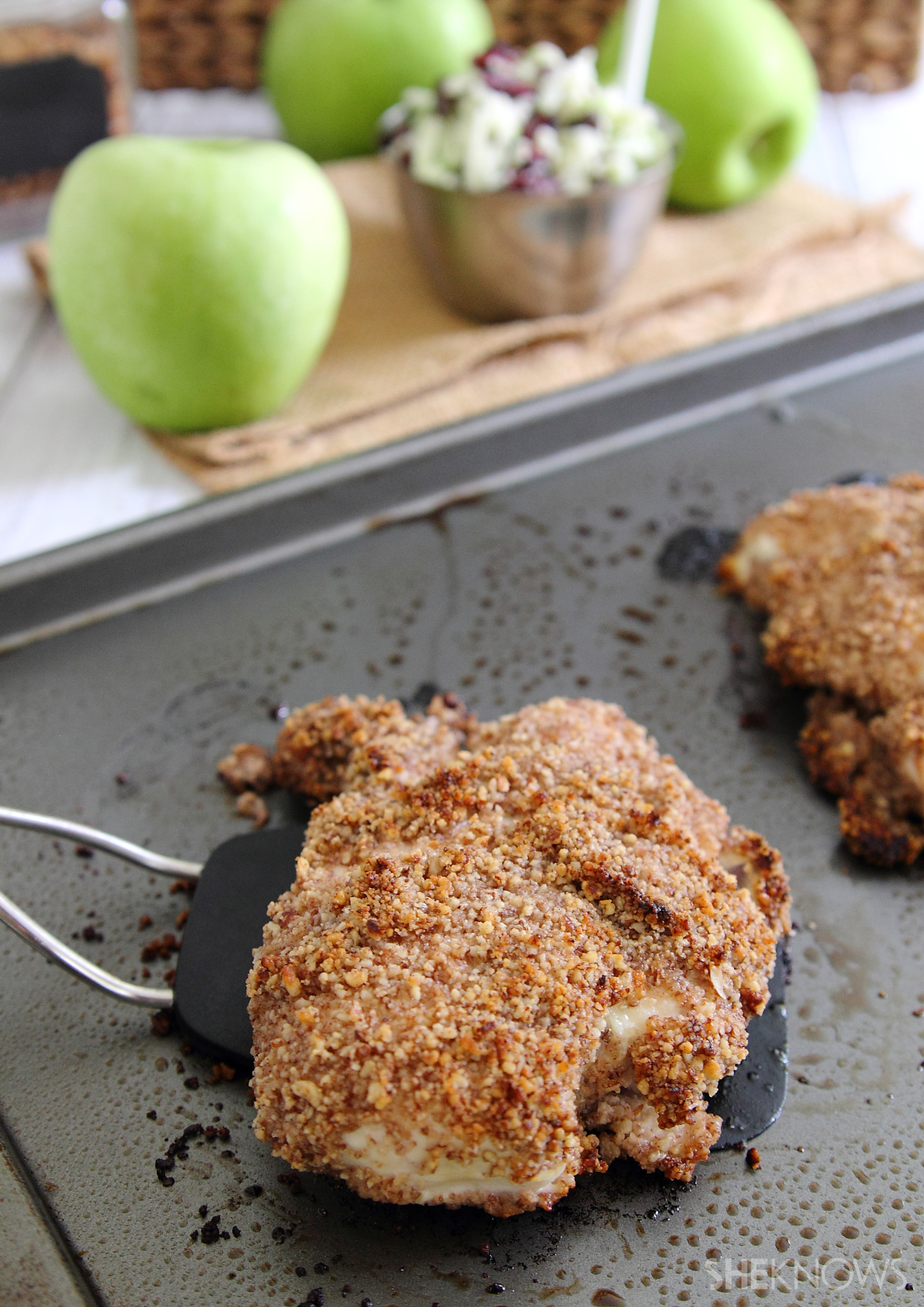 Pecan crusted chicken with green apple slaw