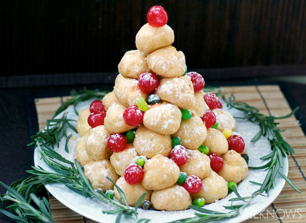 Festive cream puff Christmas tree