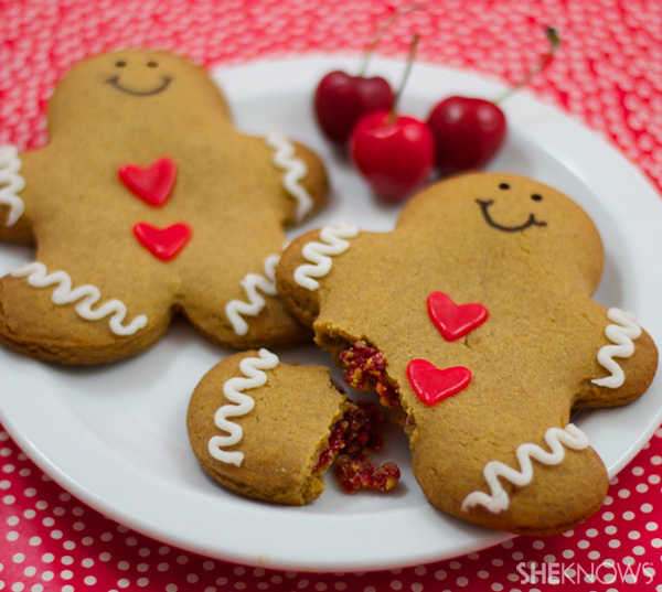 Cherry-filled gingerbread man tarts
