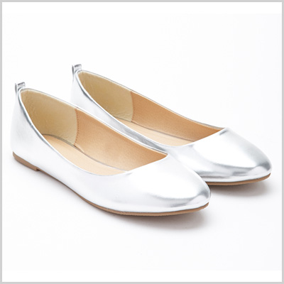 Metallic Ballet Flats in Silver