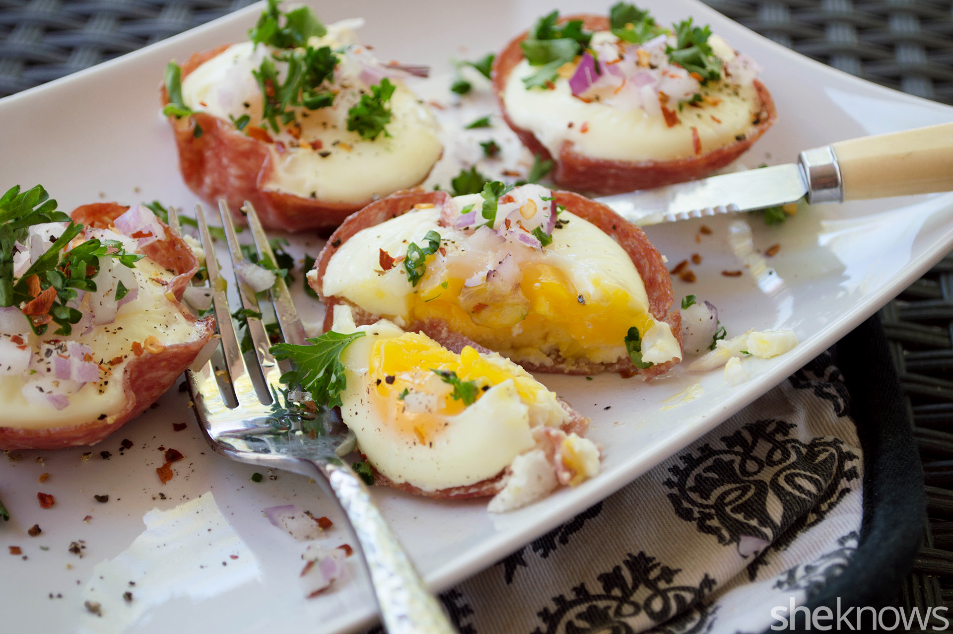 Baked salami egg bowls make the perfect grabandgo breakfast