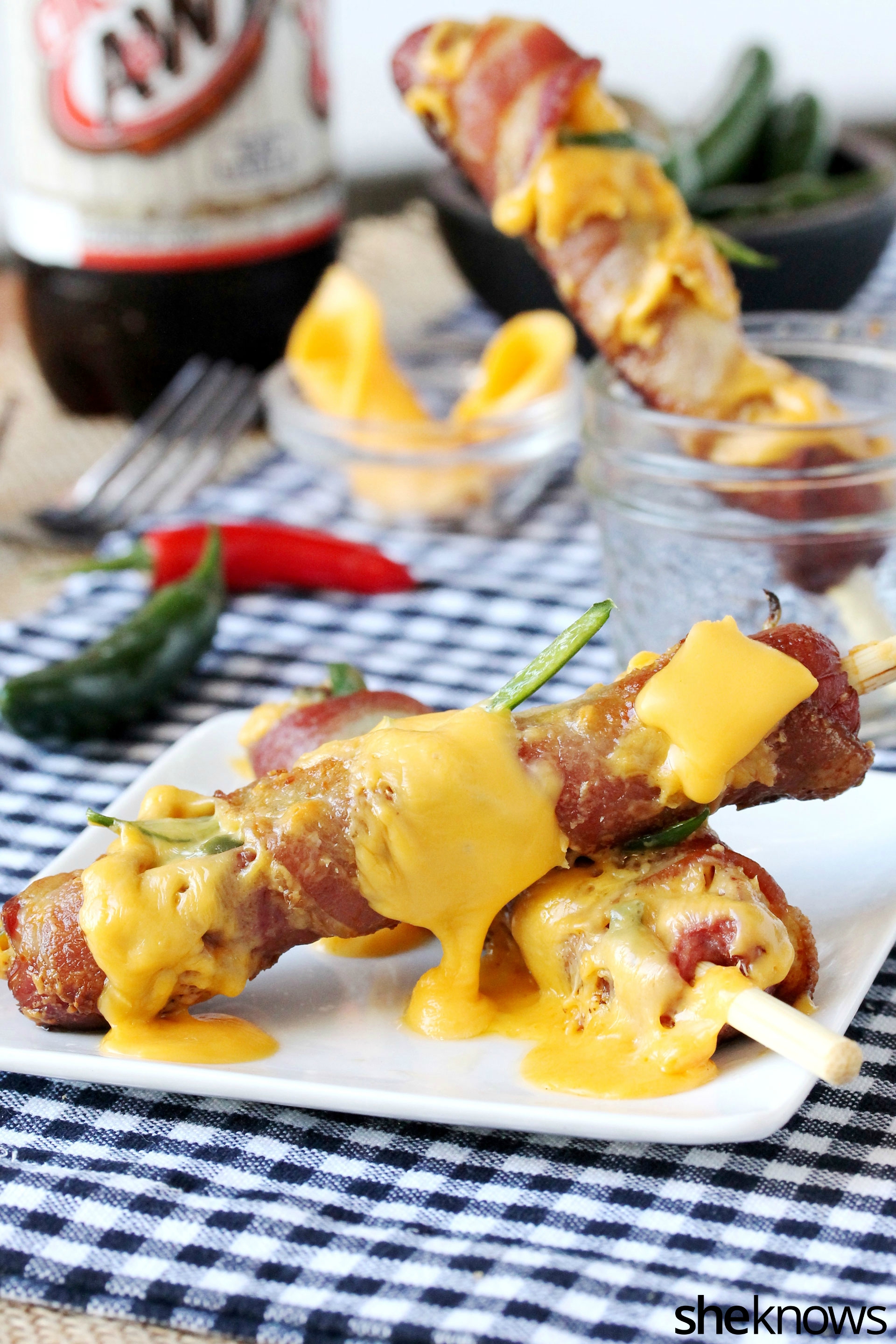 Cheesy jalapeño baconwrapped hot dogs are worth every single calorie