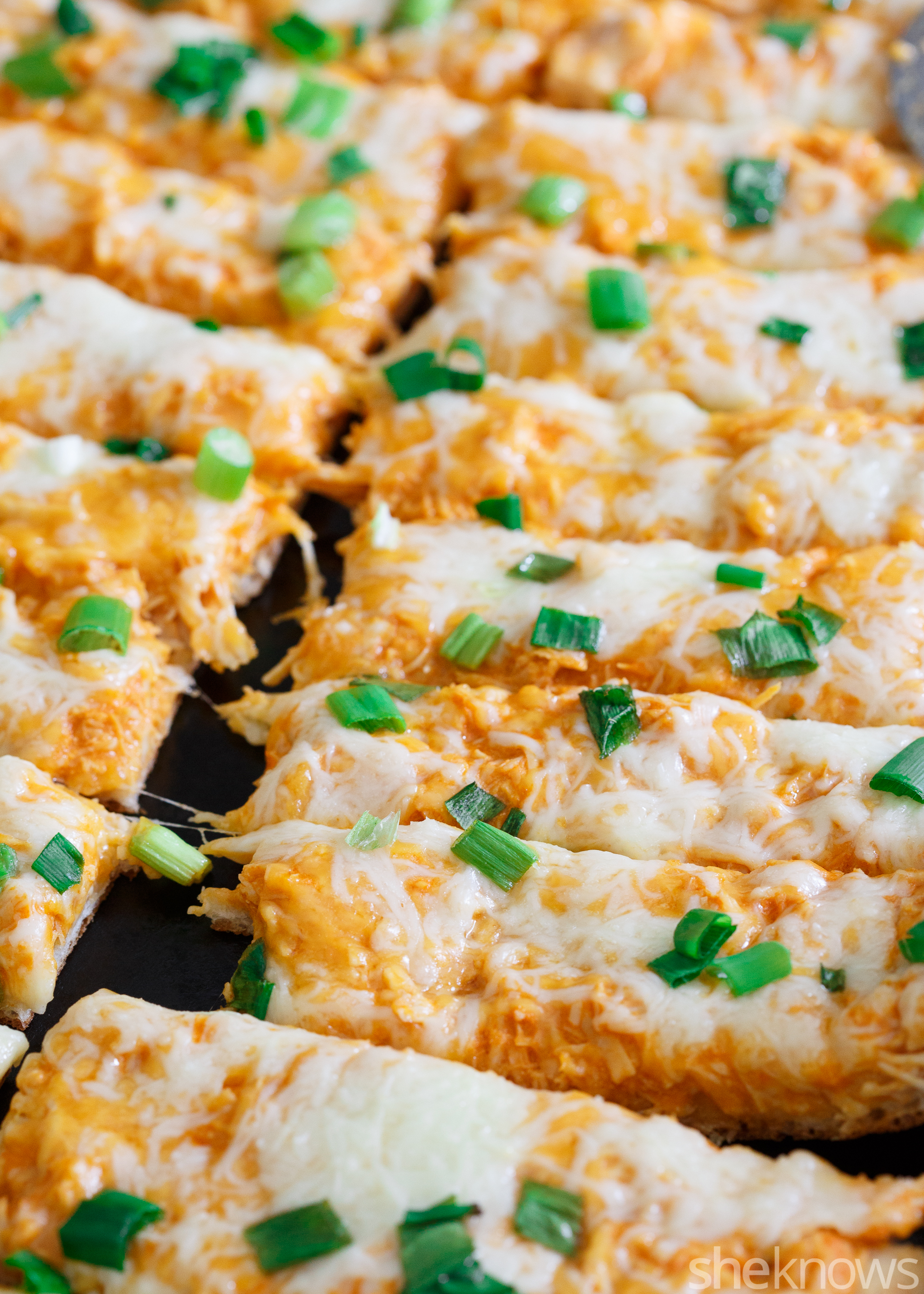 Cheesy Buffalo chickenpizza breadsticks — an indulgence worth every